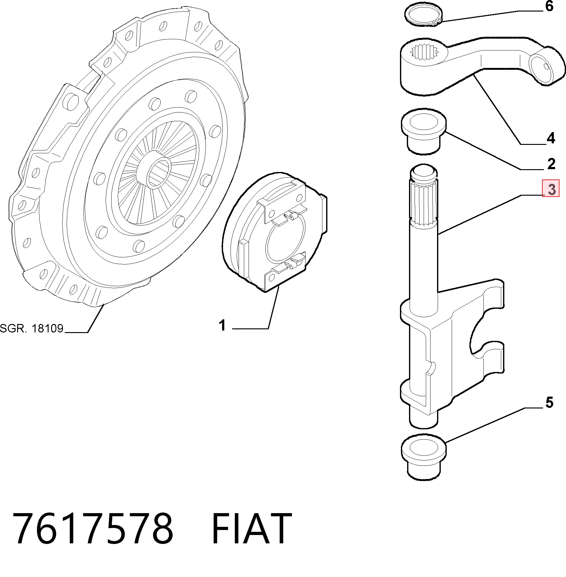 7617578 Fiat/Alfa/Lancia Forquilha de embraiagem