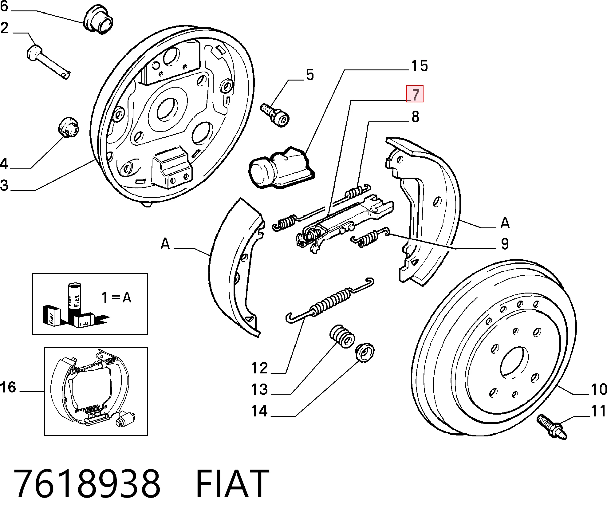 Compre Mecanismo de aproximação (de auto-aproximação) das sapatas de tambor (kit de reparação levadiça) Fiat Tipo 
