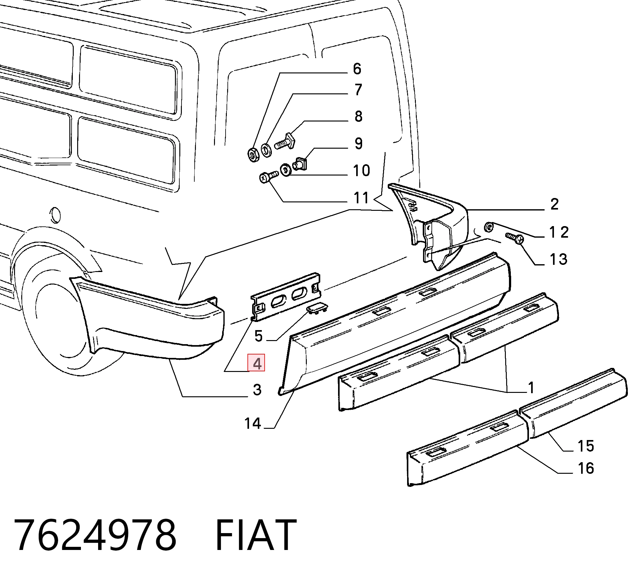 Reforçador do pára-choque traseiro Fiat Fiorino  146 Uno ao melhor preço