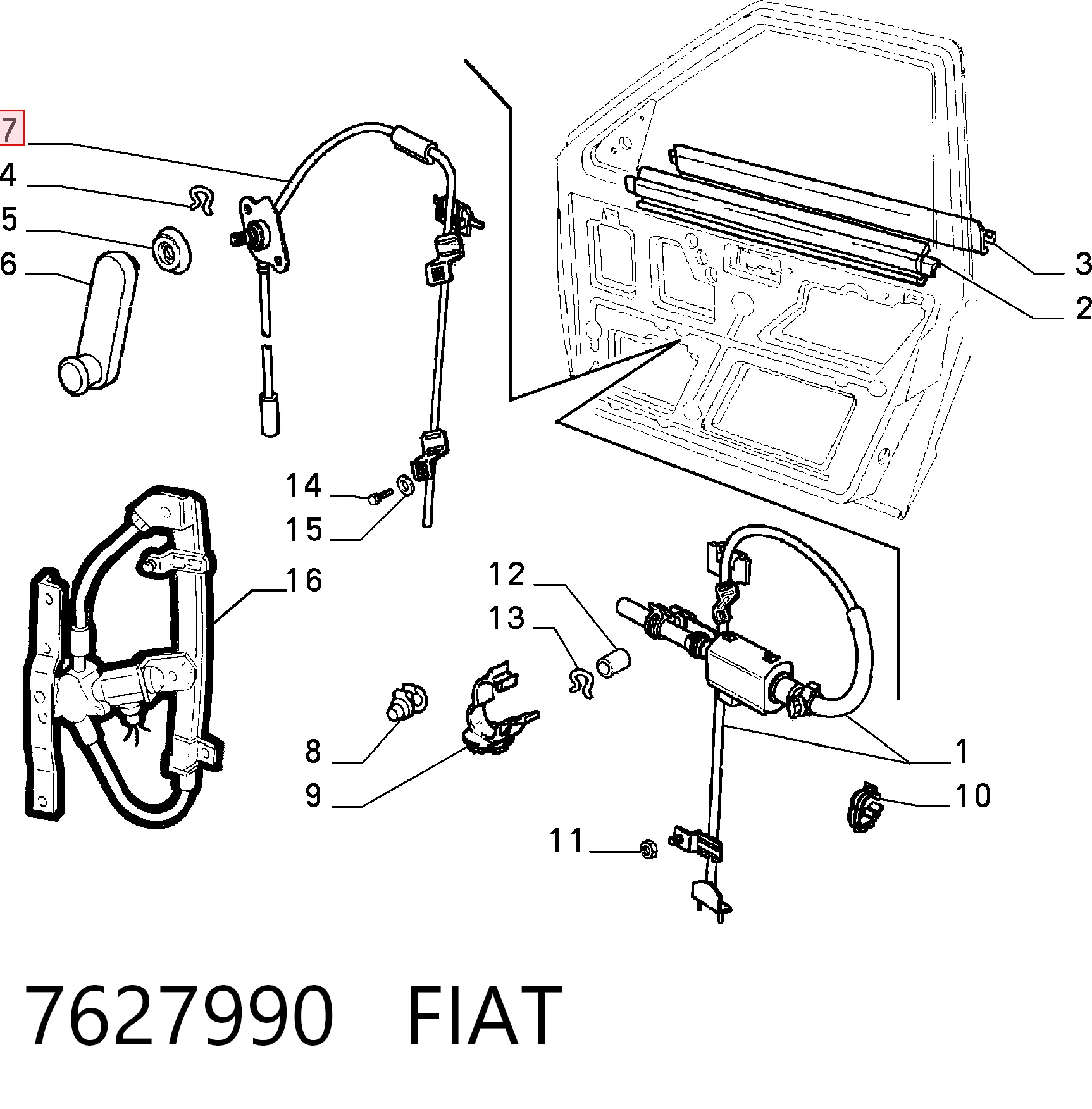 Mecanismo de acionamento de vidro da porta dianteira direita Fiat Fiorino 146 Uno ao melhor preço