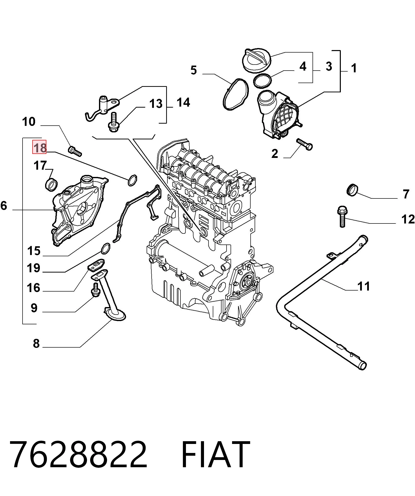Vedação dianteira de cambota de motor Fiat Tipo  160