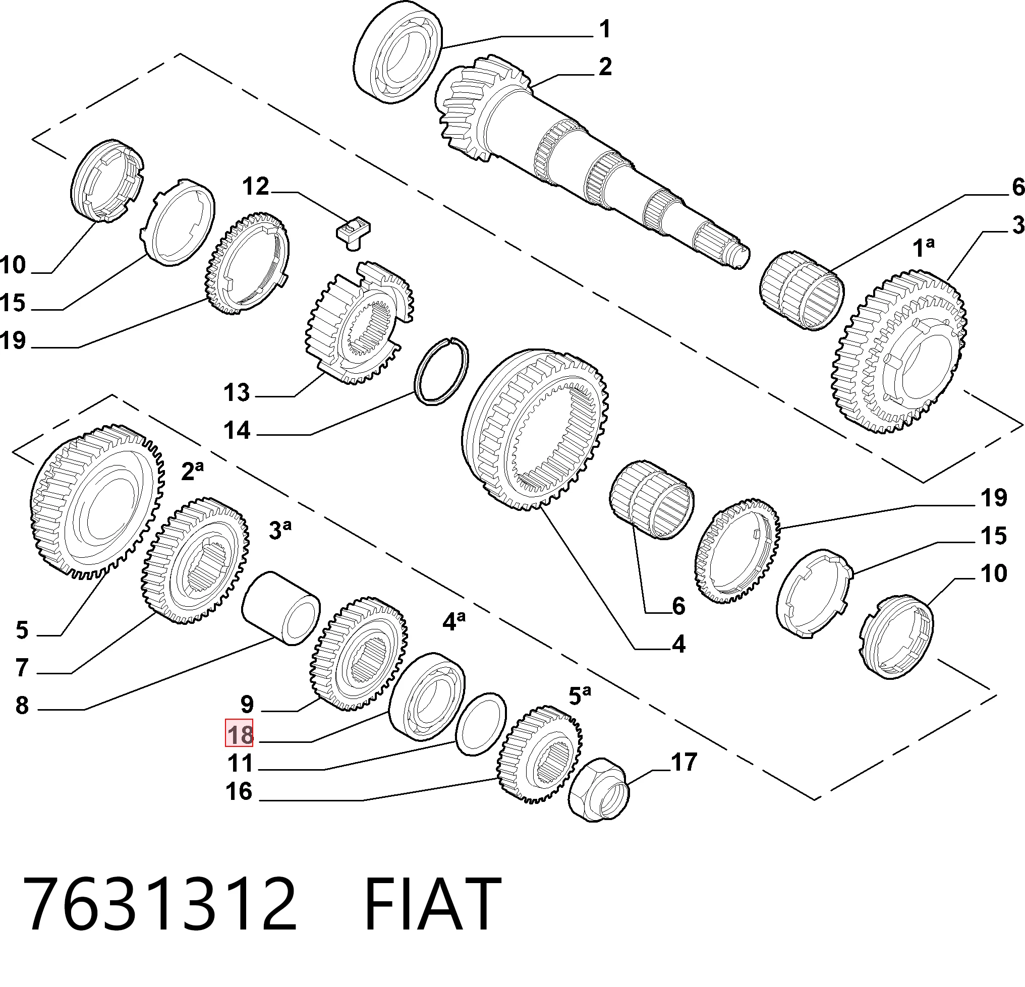  Rolamento da árvore primária da Caixa de Mudança Fiat Doblo I сaixa (223) (2001 - 2010) I