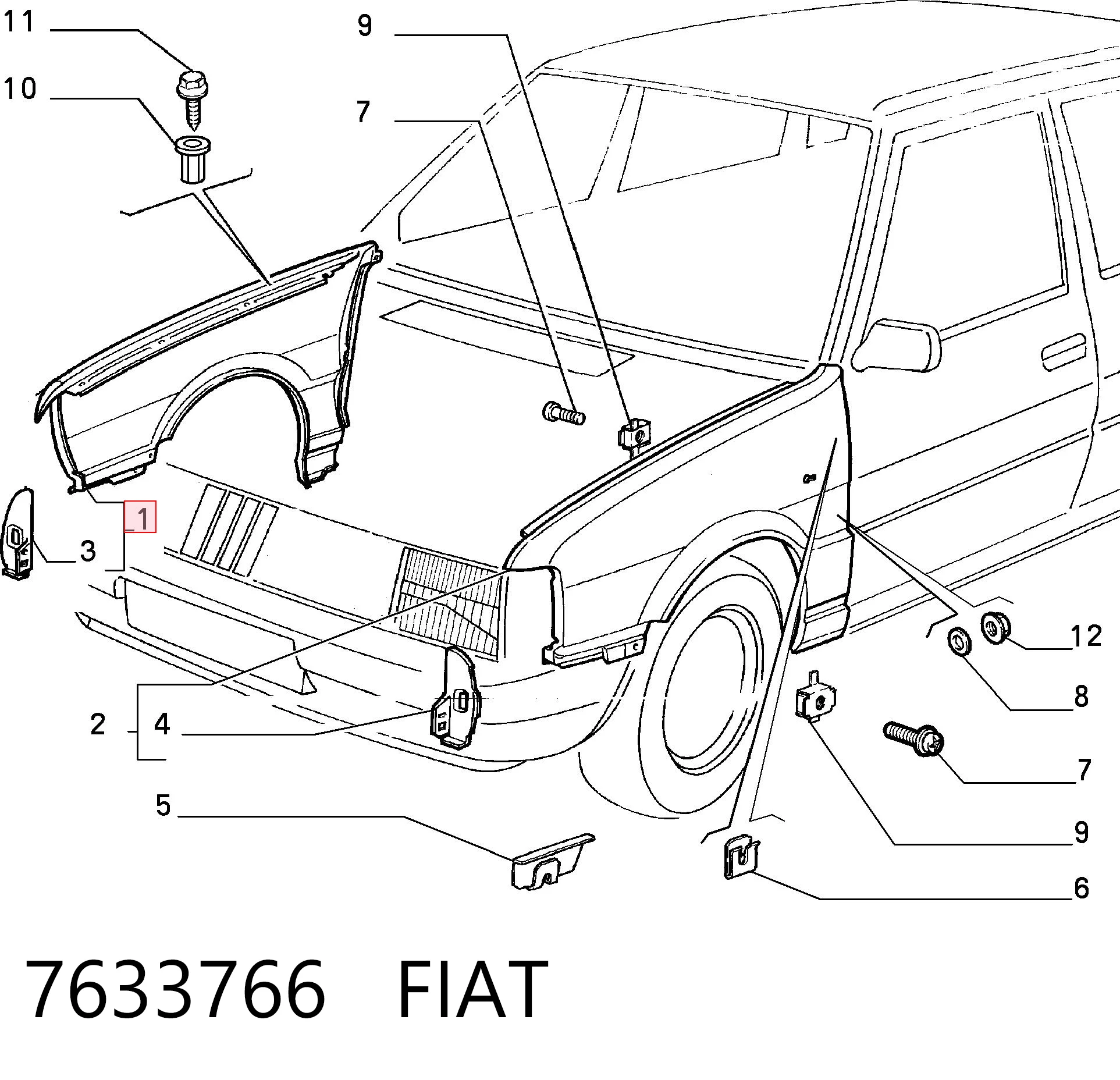 Pára-lama dianteiro direito Fiat Uno  146A