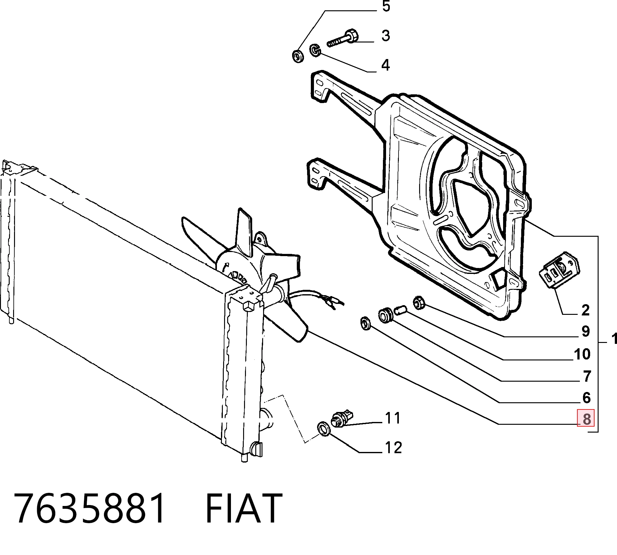 Ventilador elétrico de esfriamento montado (motor + roda de aletas) Fiat Fiorino  146 Uno ao melhor preço