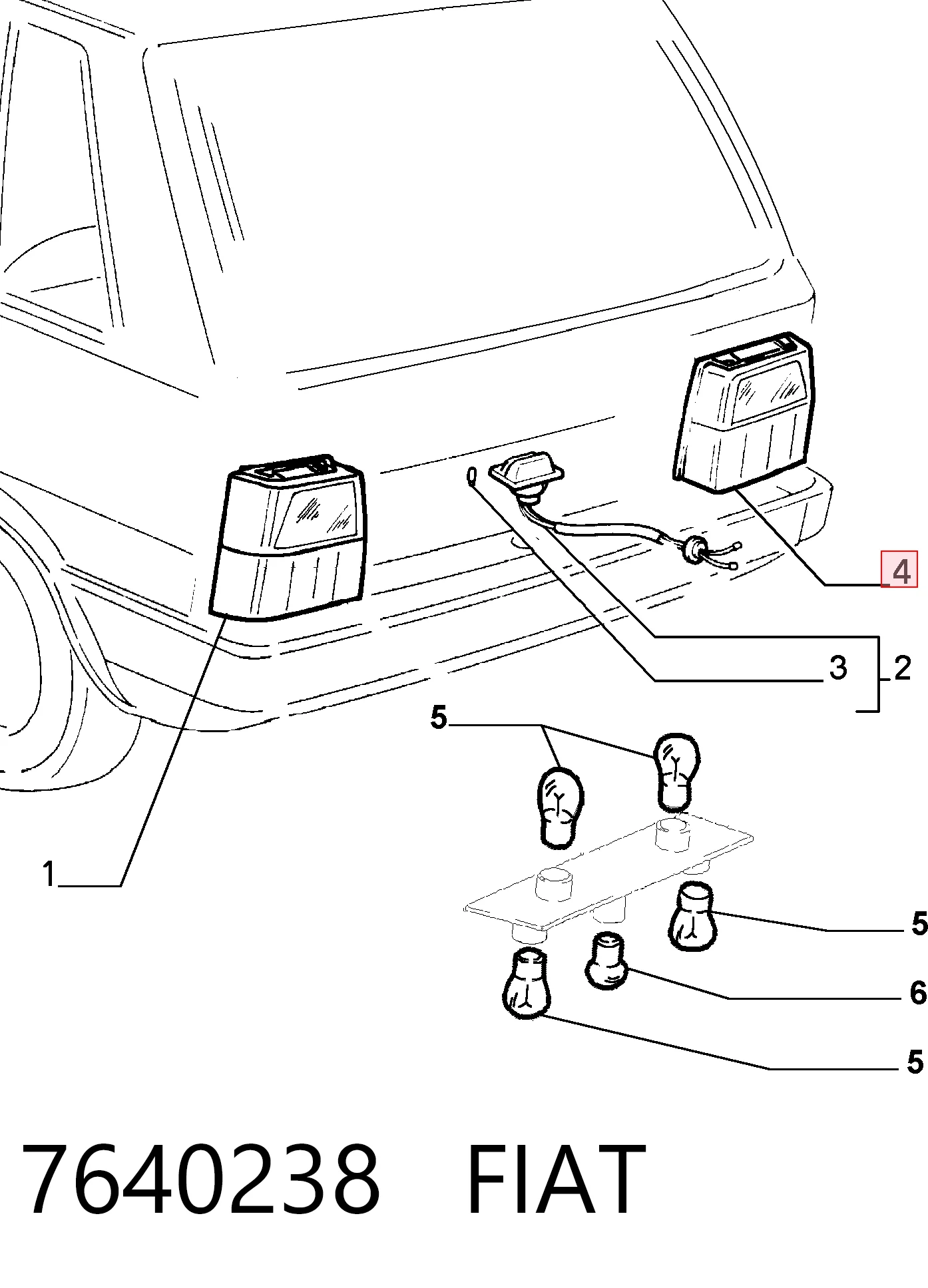 Lanterna traseira direita para Fiat Uno 146A