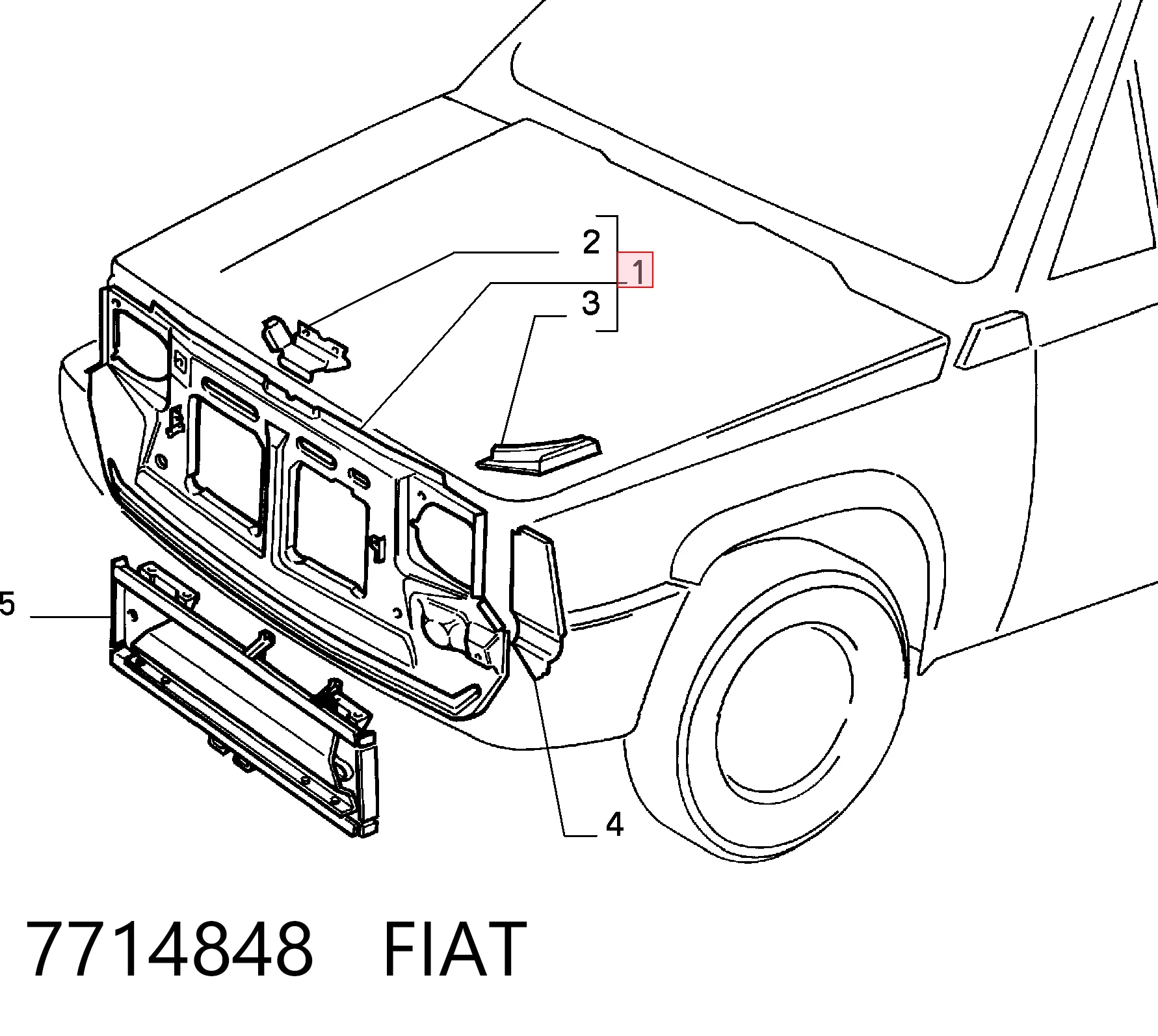 Suporte do radiador montado (painel de montagem de fixação das luzes) para Fiat Panda 141A