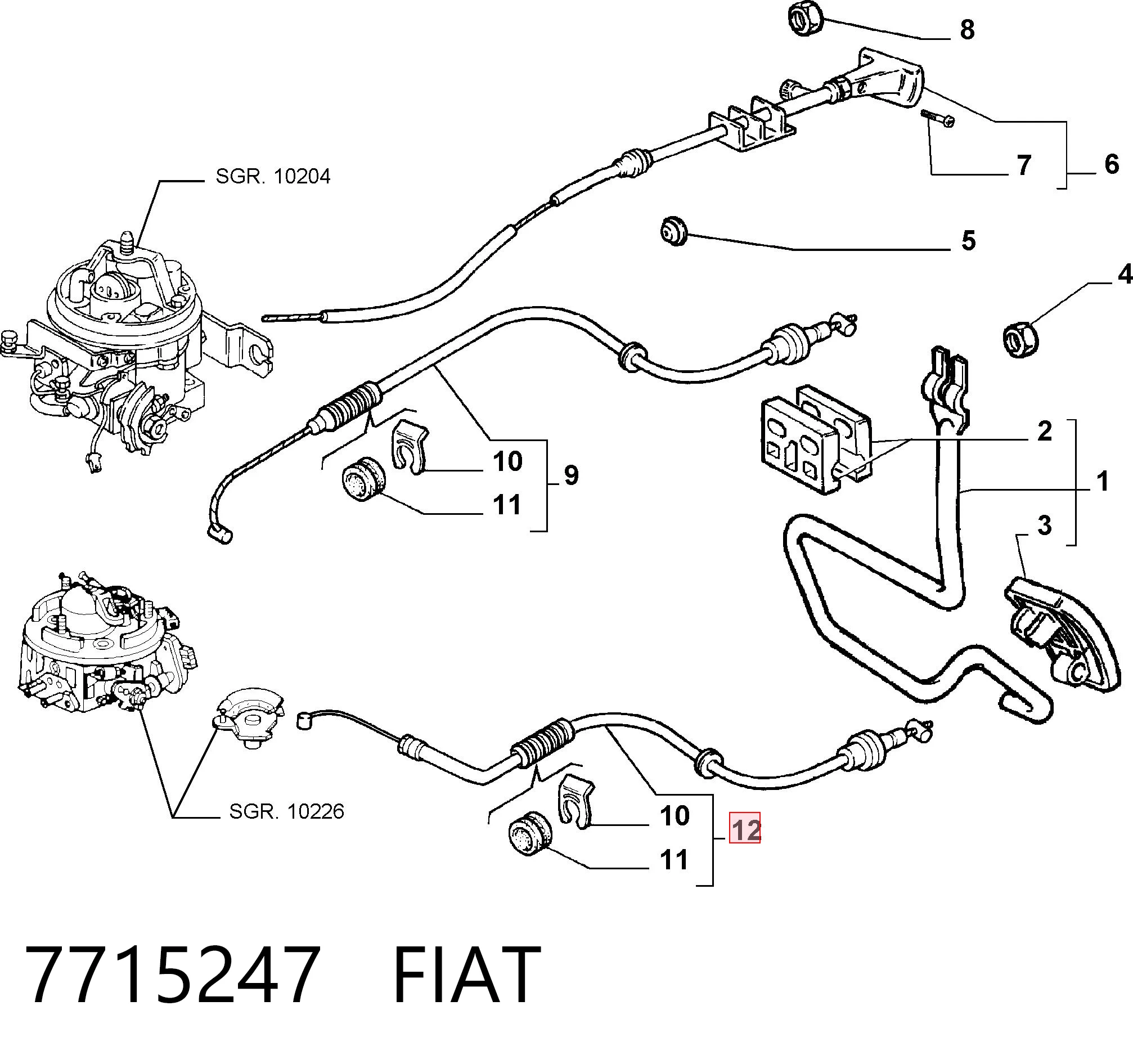  Cabo/pedal de gás (de acelerador) Fiat Tempra sedan (159) (1990 - 1996) 