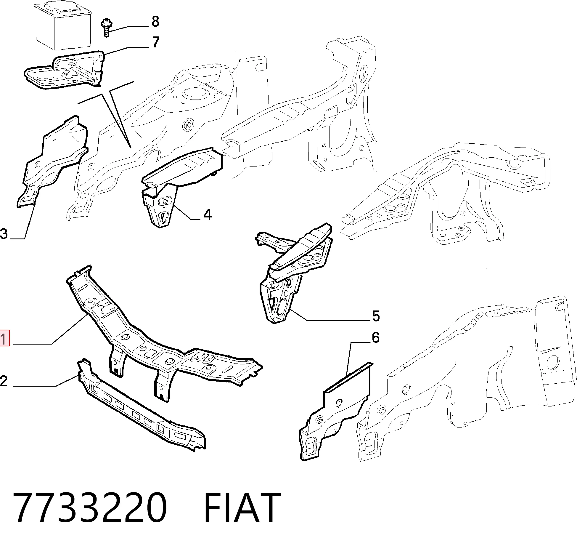 Suporte do radiador montado (painel de montagem de fixação das luzes) Fiat Punto I 176 ao melhor preço