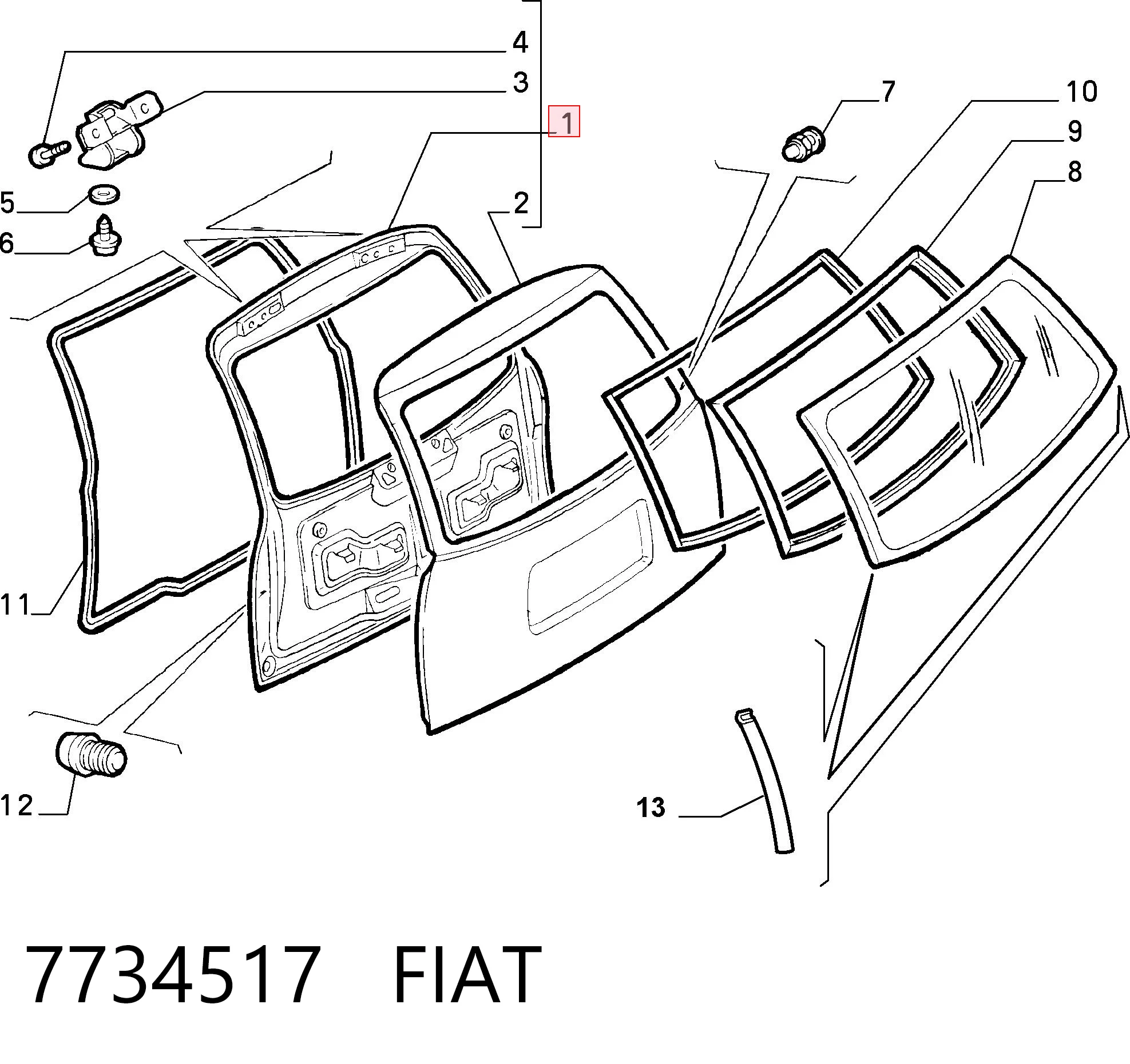  Porta traseira (3ª/5ª porta-malas (tampa de alcapão) Fiat Punto I hatchback (176) (1993 - 1999) I