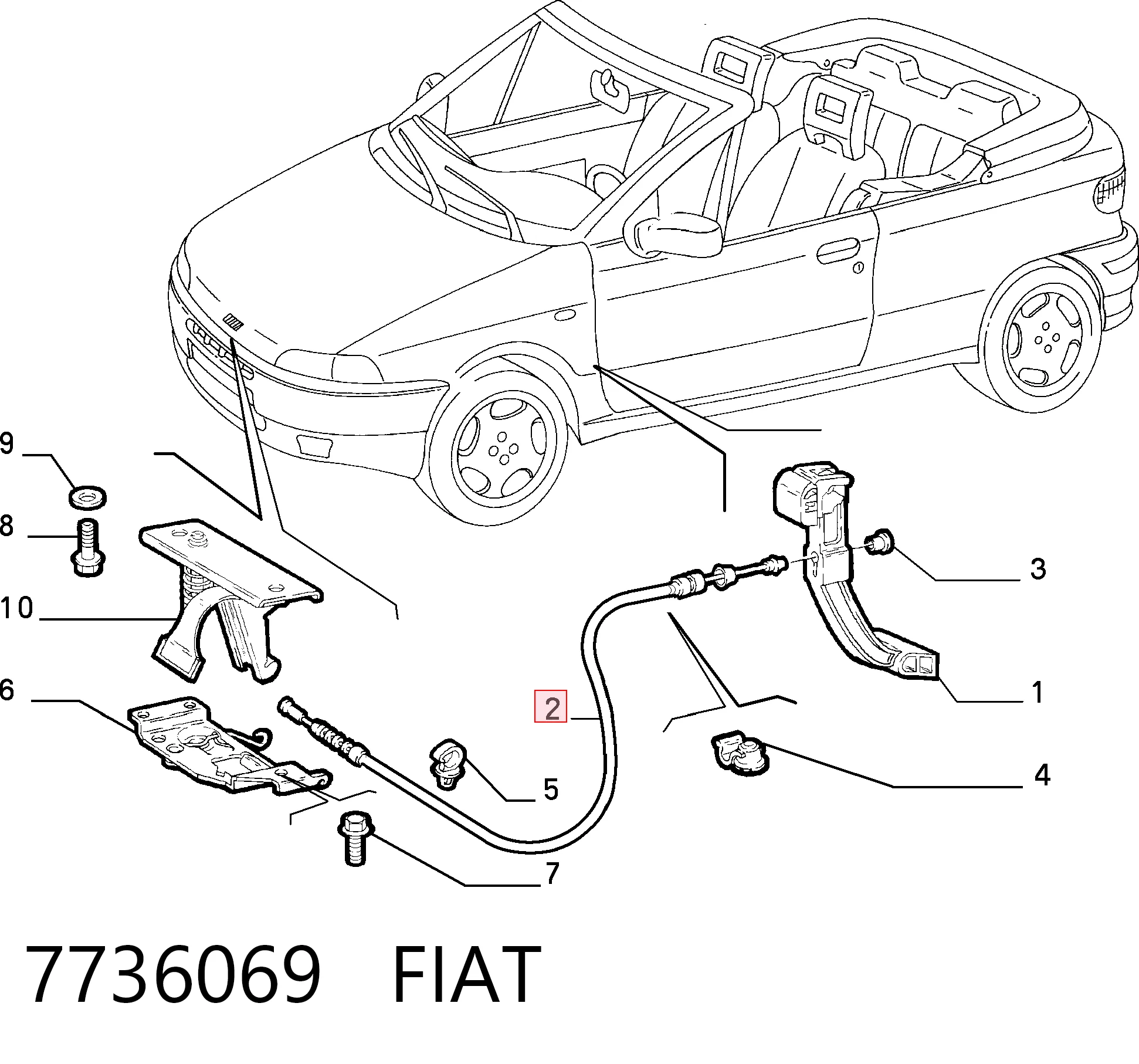 Cabo de abertura da capota Fiat Punto I 176 ao melhor preço