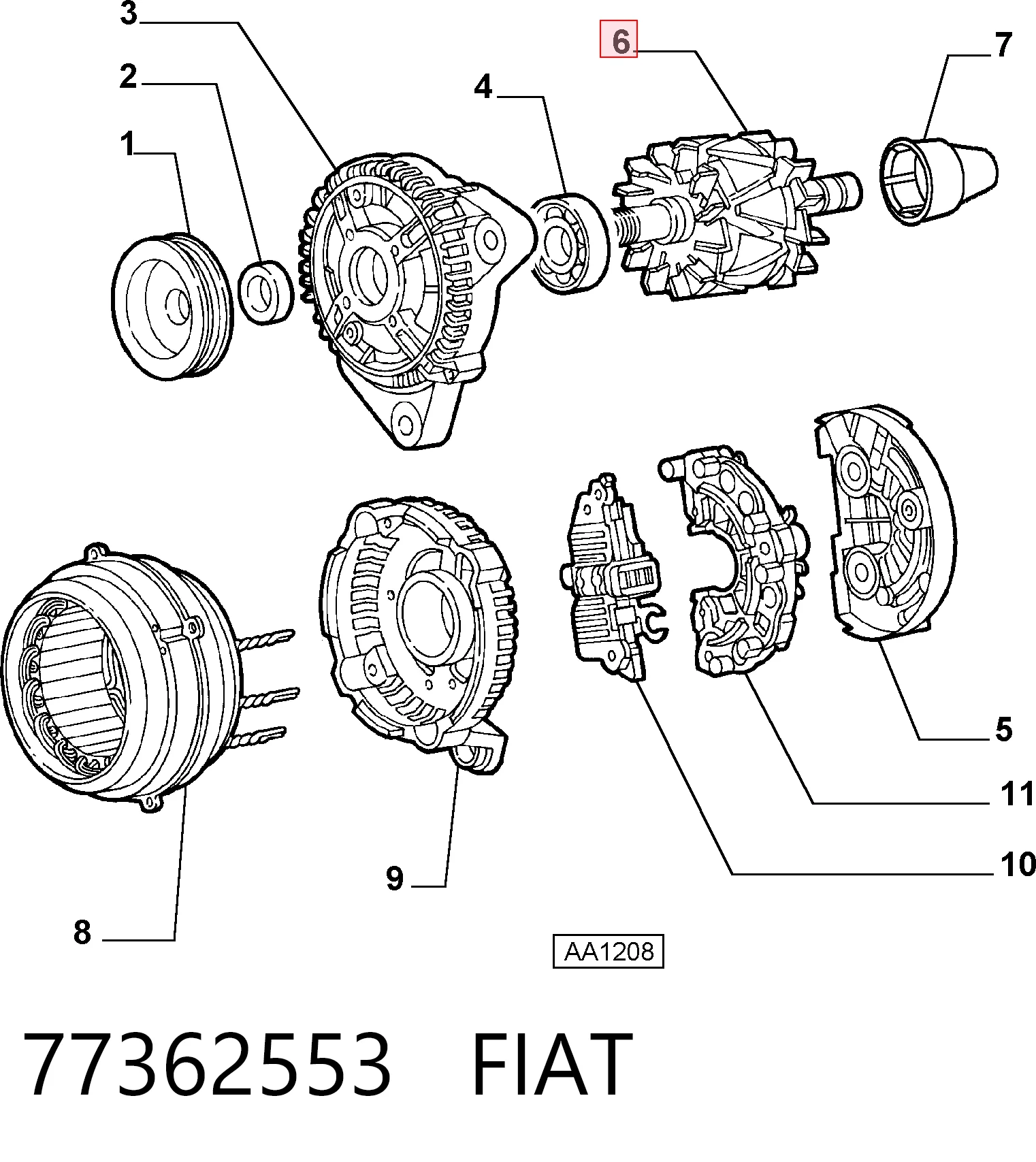 Induzido (rotor) do gerador Peugeot 206 preço, a partir de 36,12 USD