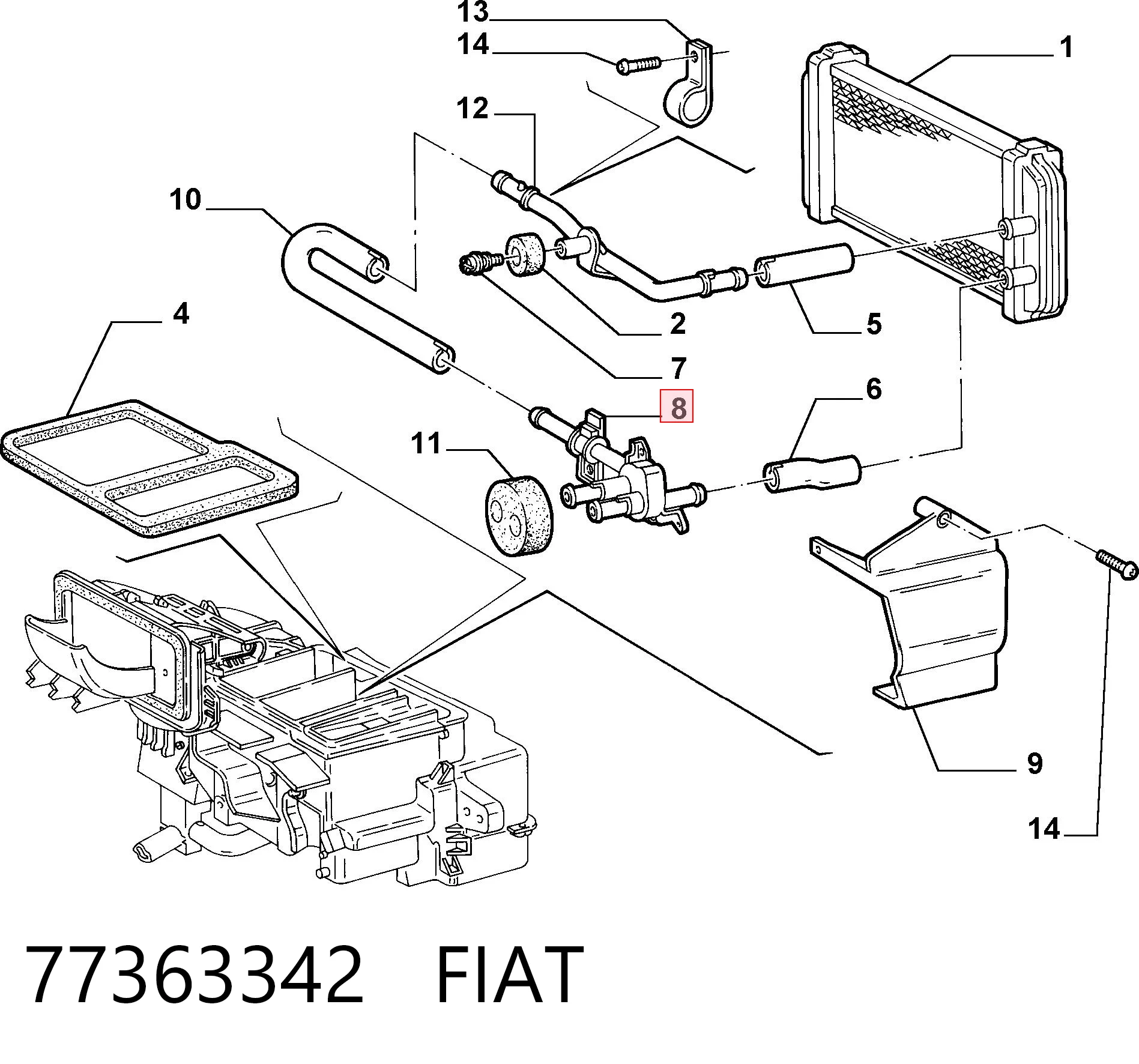 77363342 Fiat/Alfa/Lancia Válvula de forno (de aquecedor)