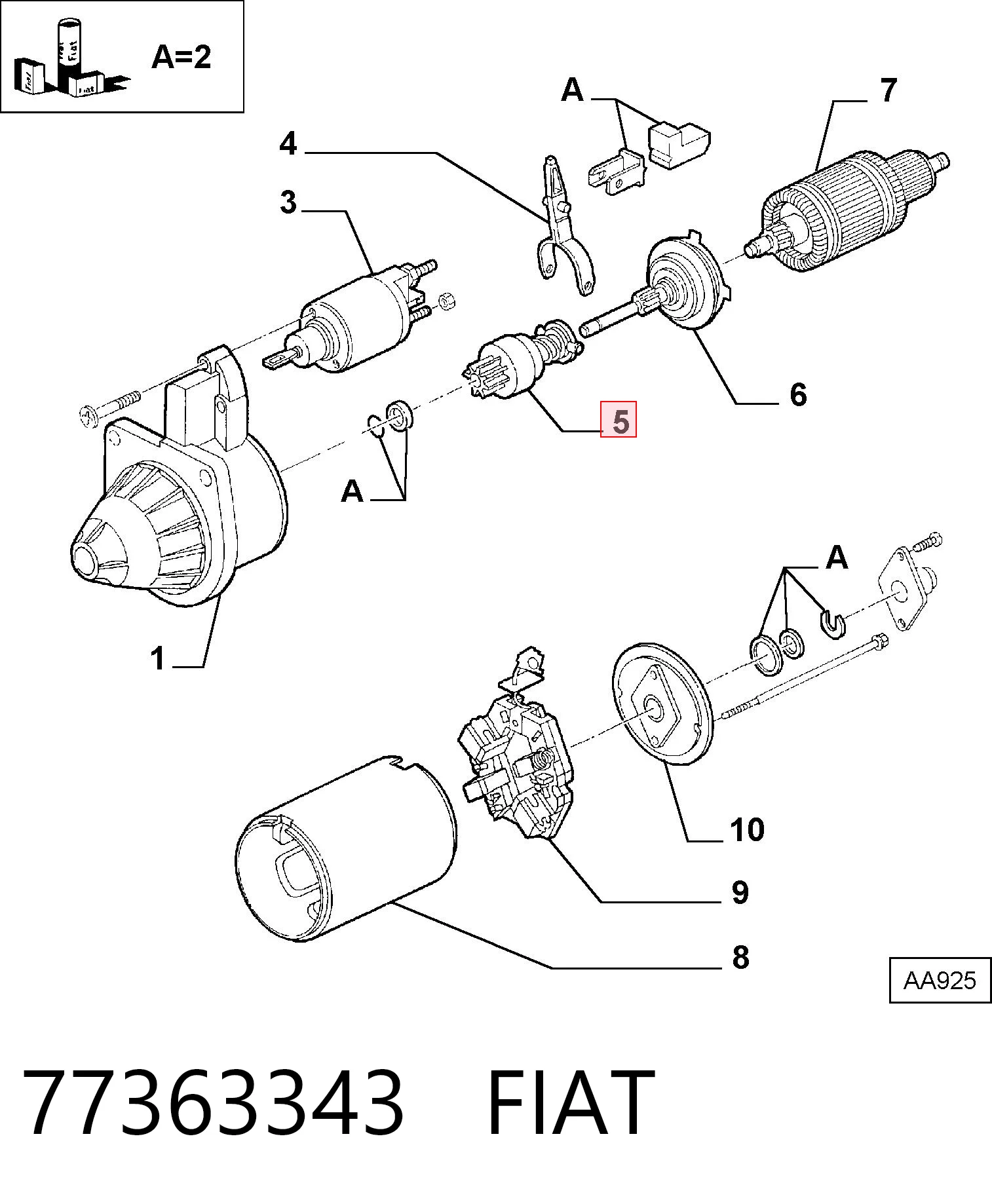 Roda-livre do motor de arranco Fiat Punto II 188 ao melhor preço