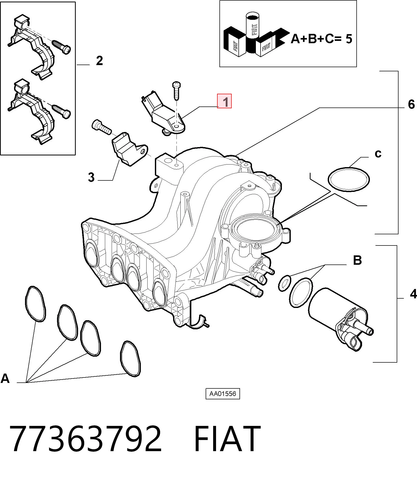 77363792 Fiat/Alfa/Lancia Sensor de pressão no coletor de admissão, MAP