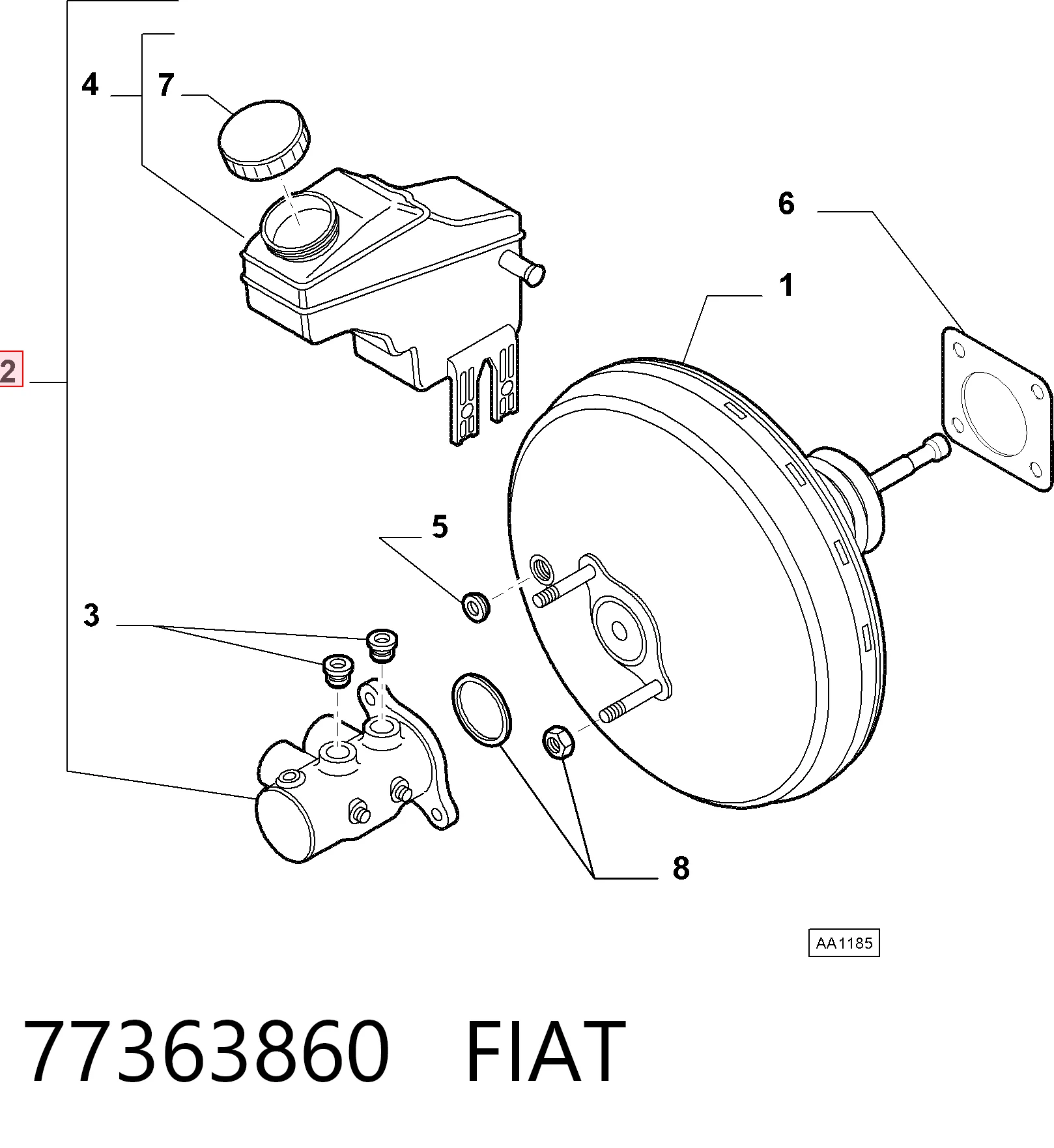 Cilindro mestre do freio para Alfa Romeo Mito 955
