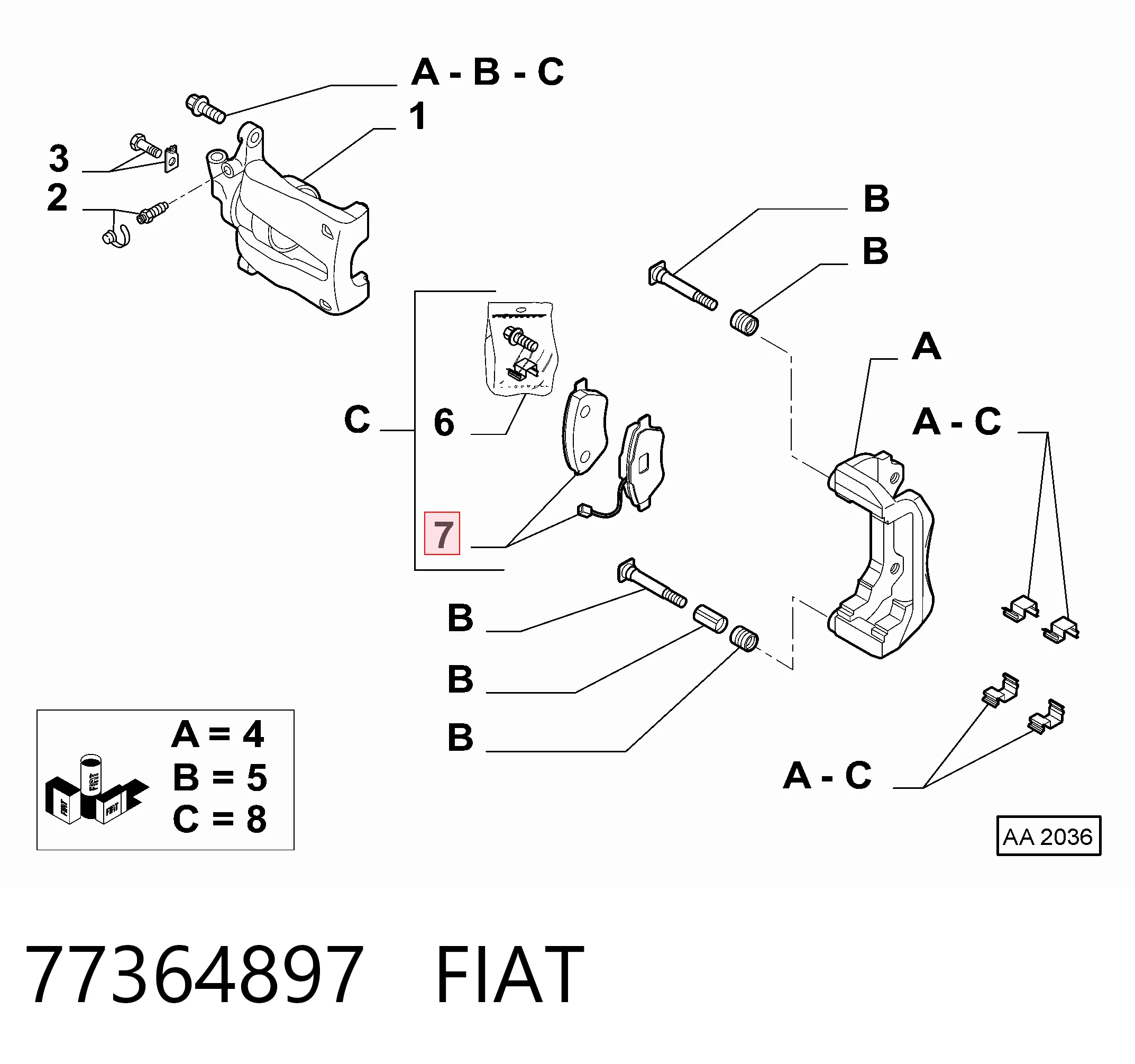 77364897 Fiat/Alfa/Lancia Sapatas do freio dianteiras de disco