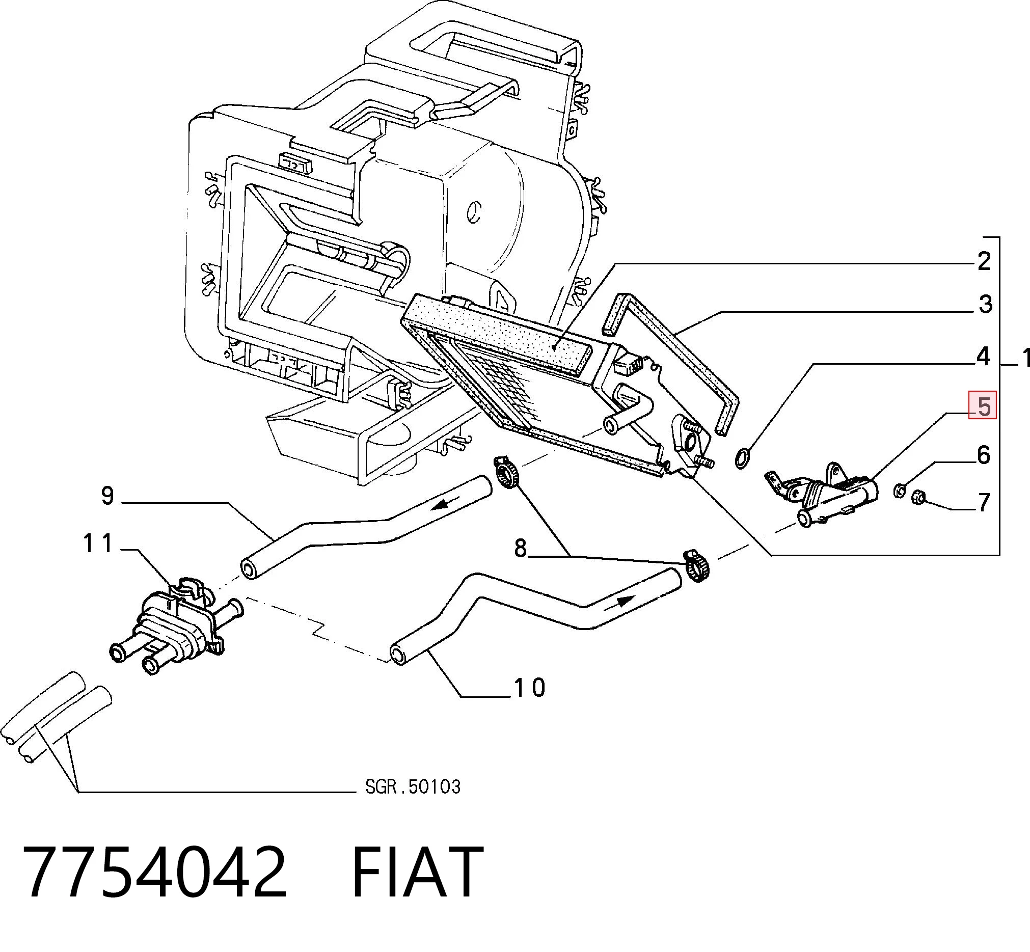 7754042 Fiat/Alfa/Lancia Válvula de forno (de aquecedor)