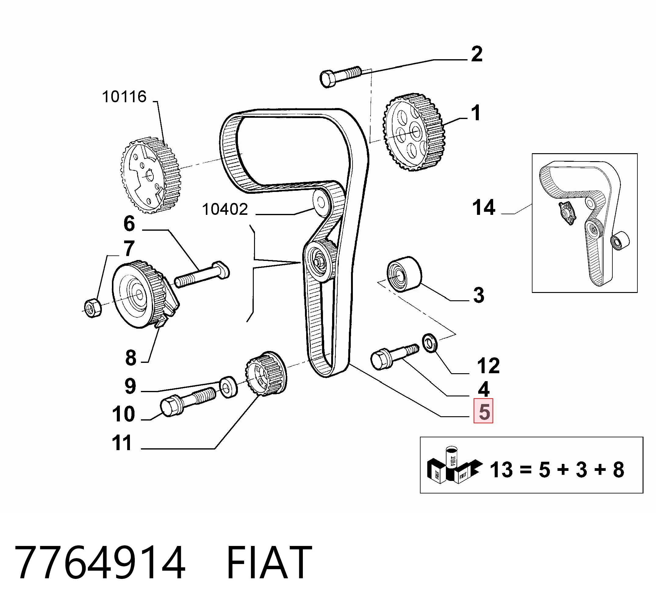 Correia do mecanismo de distribuição de gás Fiat Bravo I 182