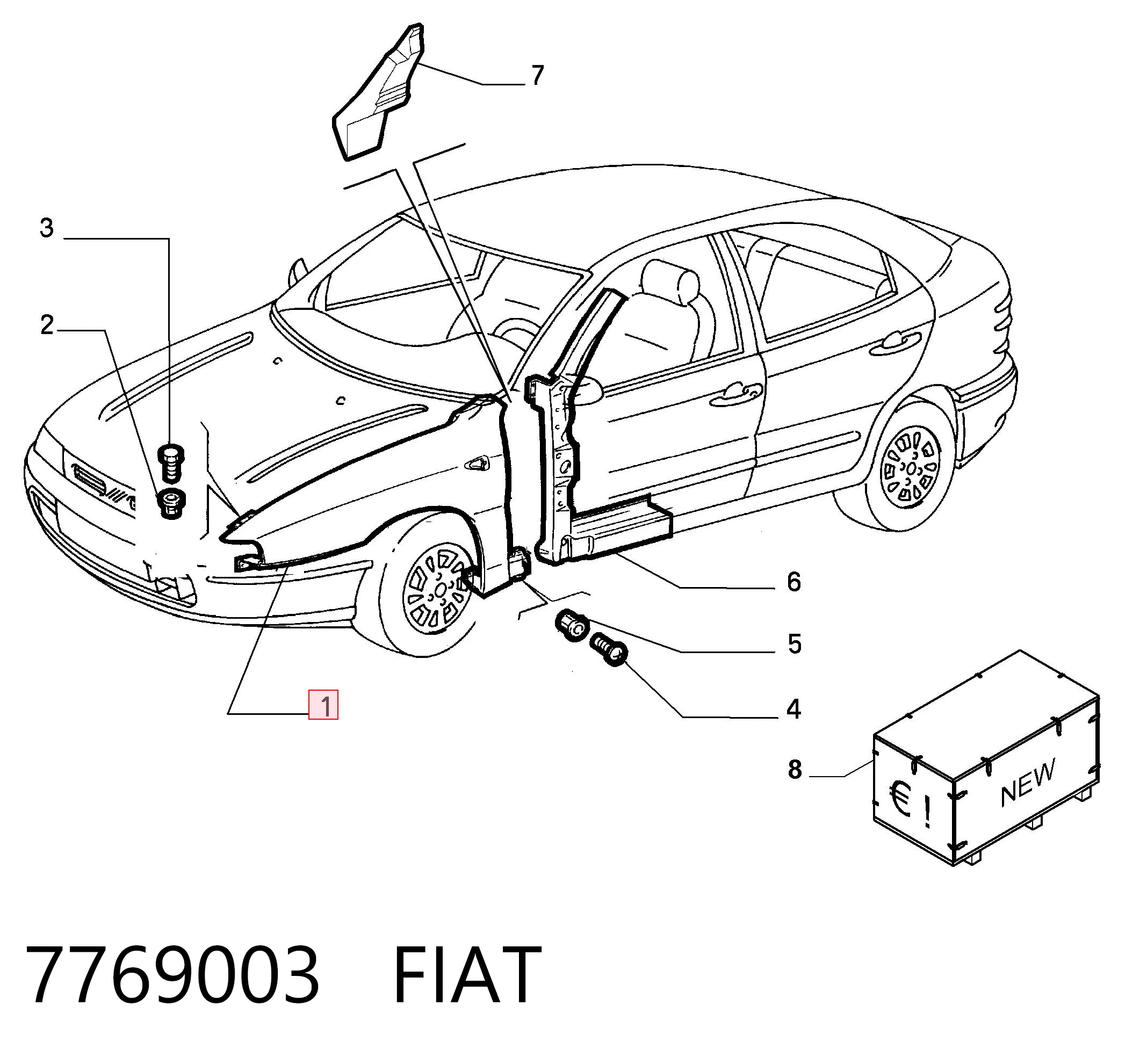 Pára-lama dianteiro direito Fiat Bravo  182 ao melhor preço