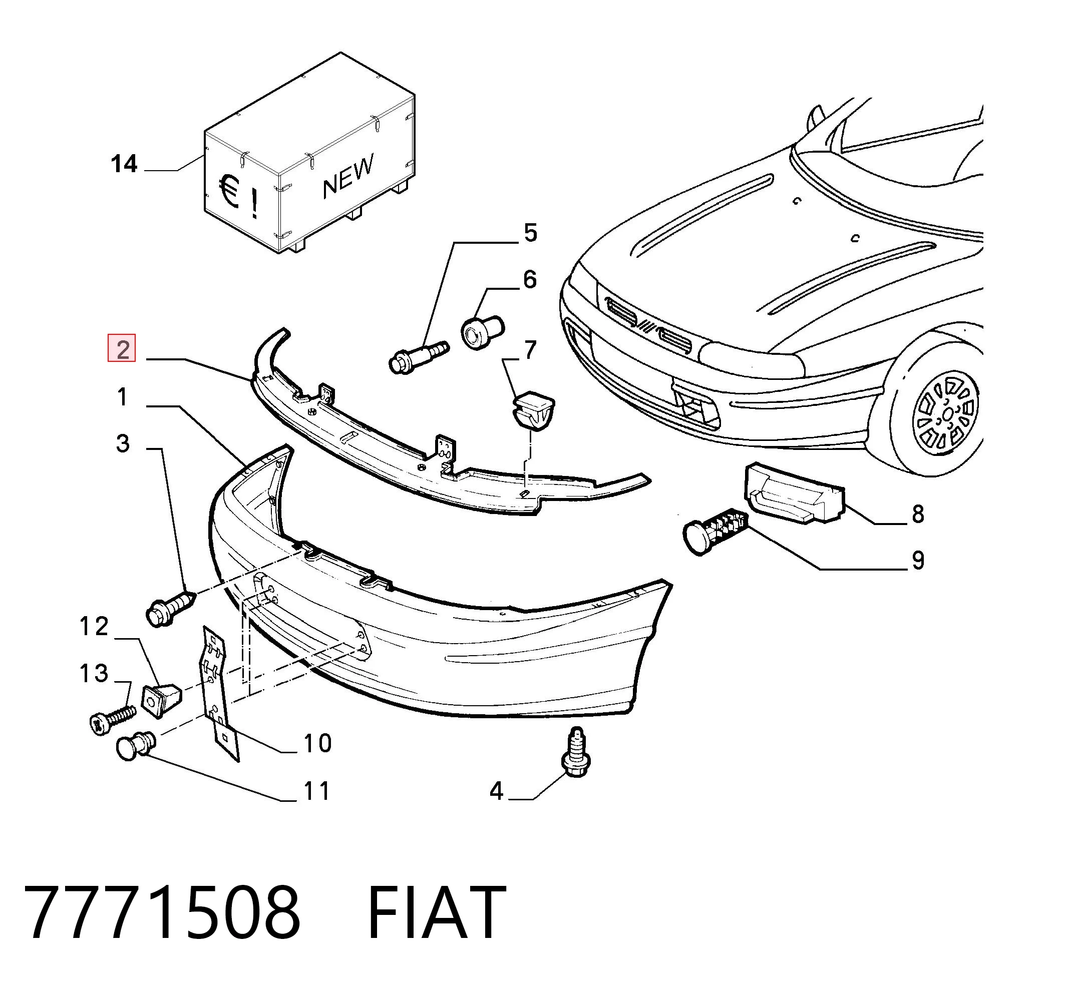 Reforçador do pára-choque dianteiro Fiat Bravo  182 ao melhor preço