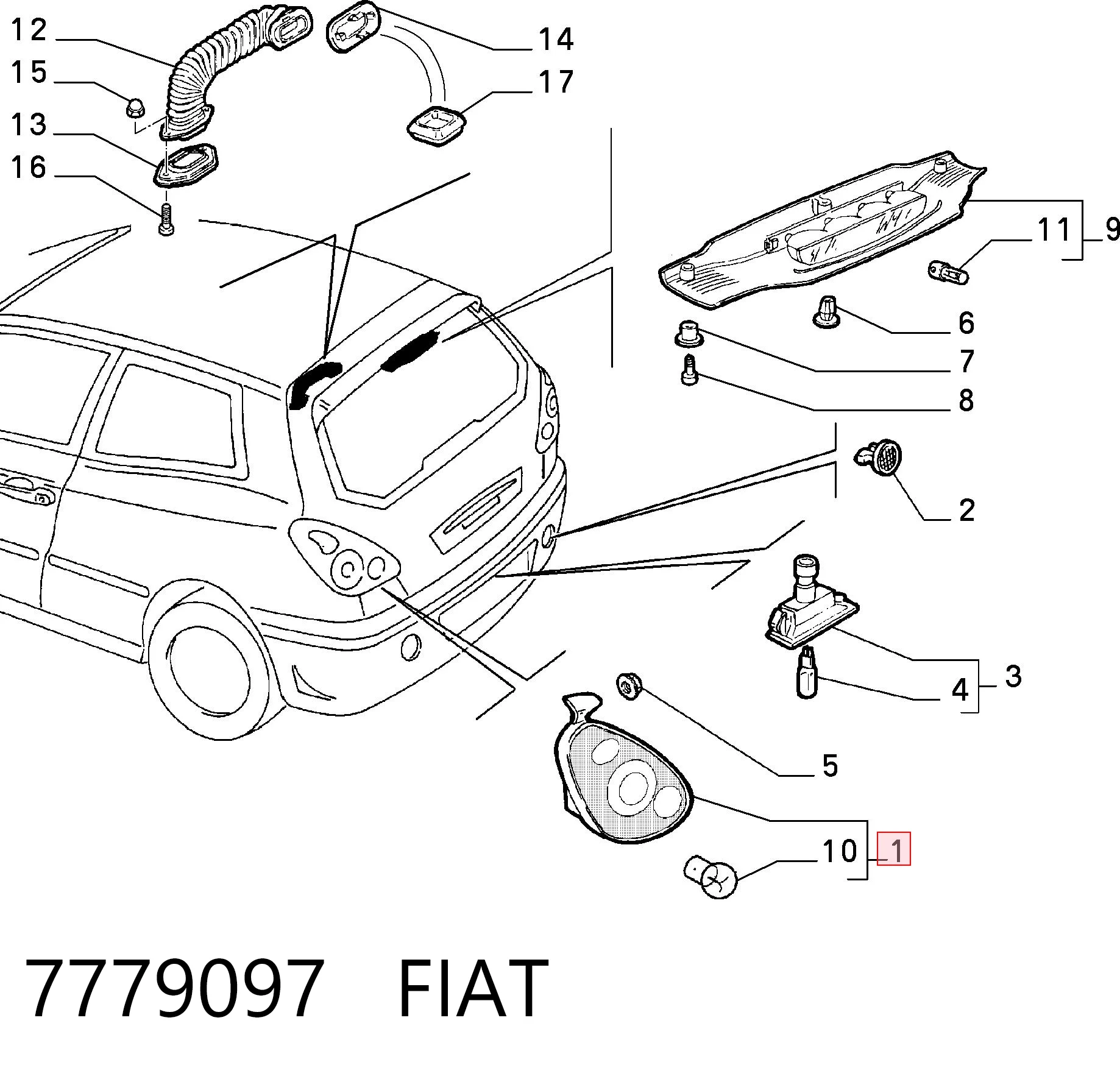  Lanterna traseira direita Fiat Bravo I hatchback (182) (1995 - 2001) I