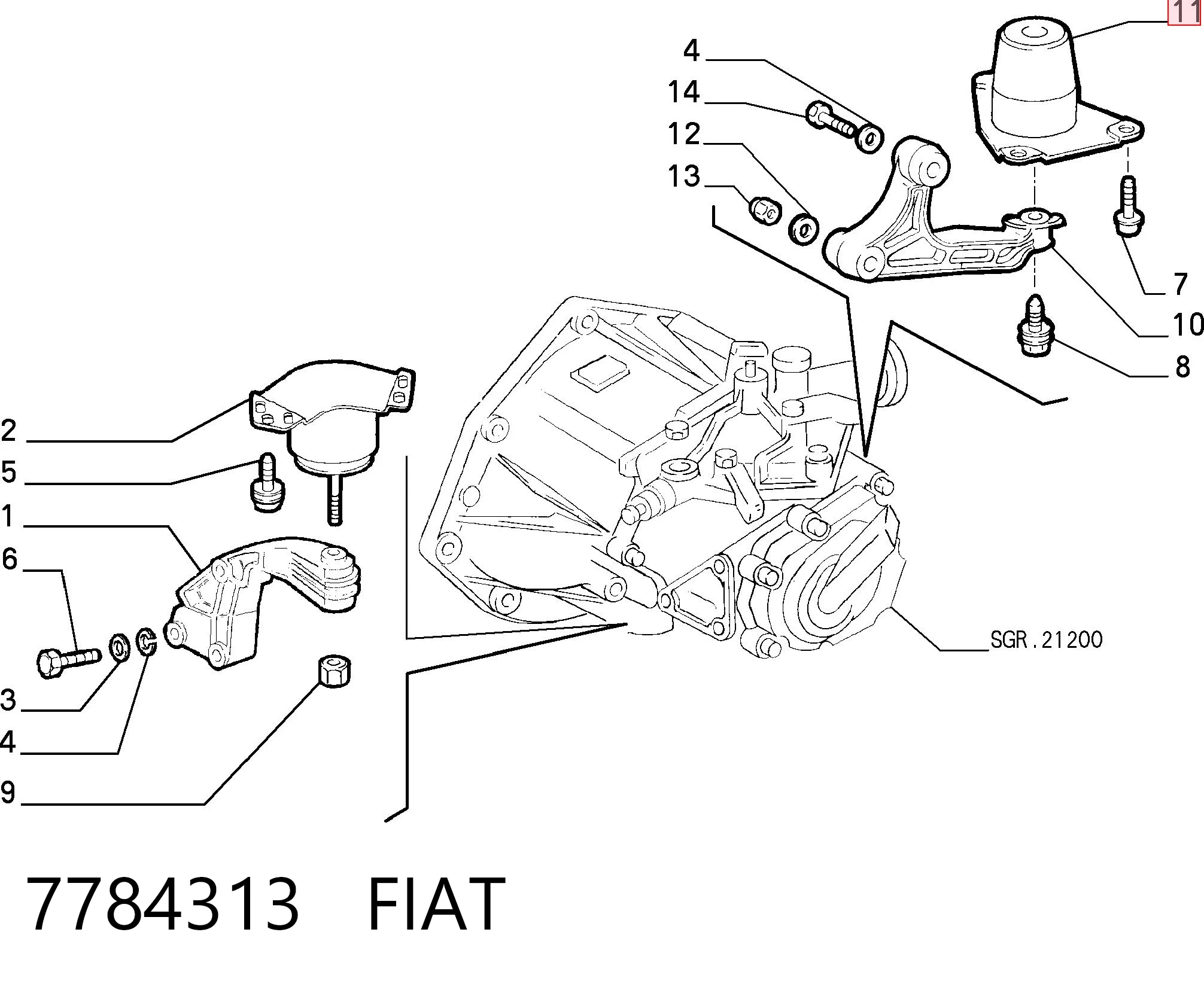Coxim (suporte) traseiro de motor Fiat Punto I 176 ao melhor preço