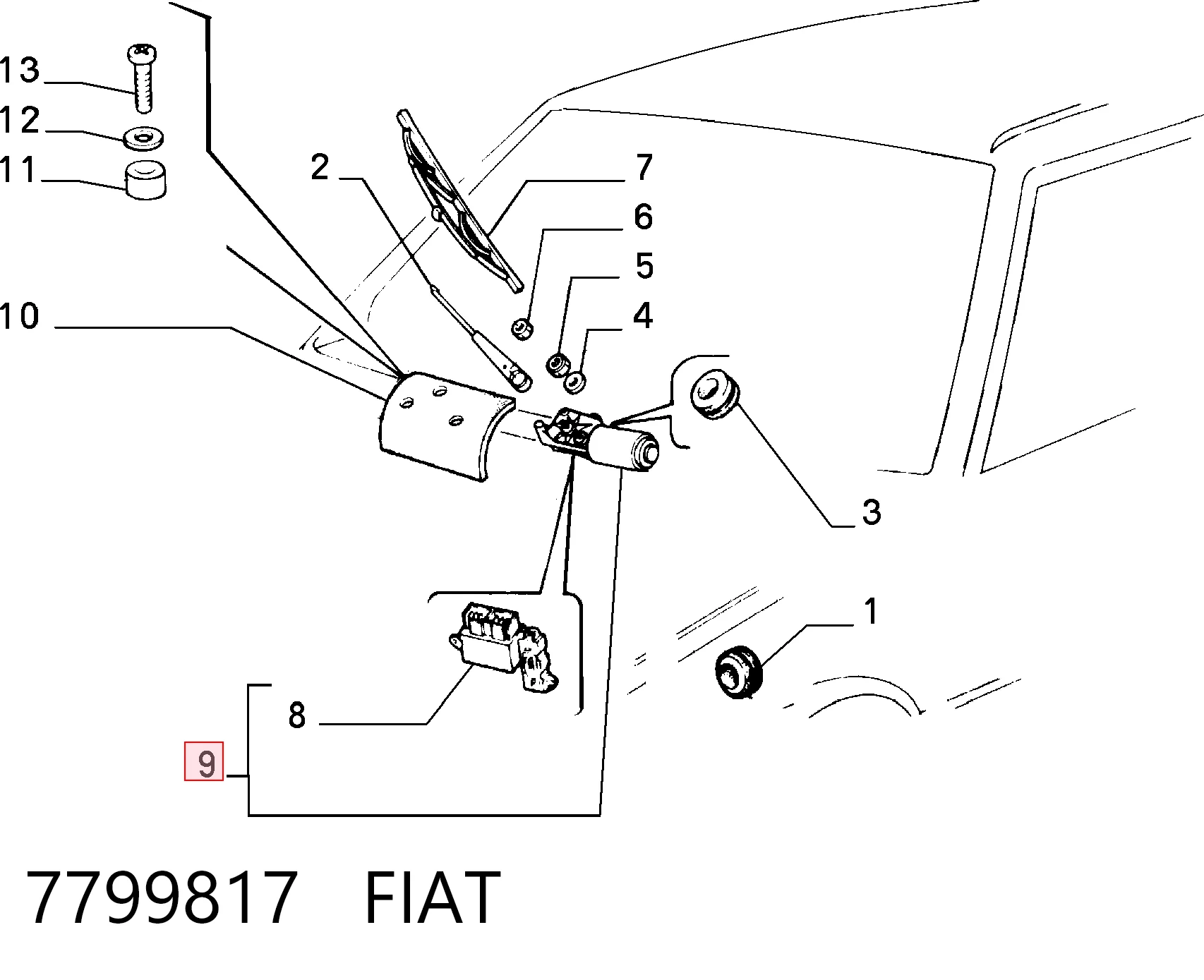 Motor de limpador pára-brisas do pára-brisas Fiat Uno  146A ao melhor preço