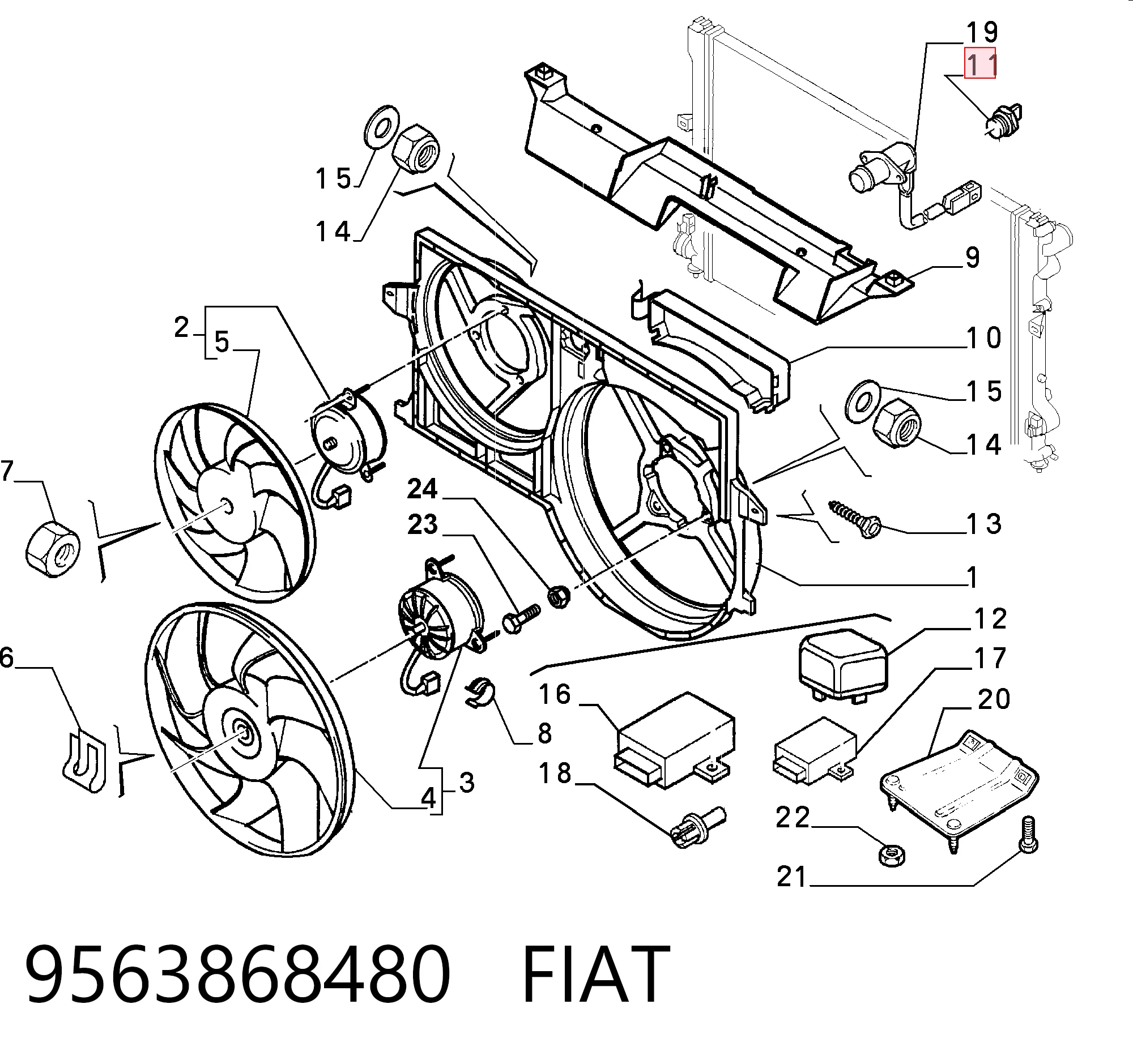 Sensor de temperatura do fluido de esfriamento (de ativação de ventilador do radiador) Citroen Jumpy I BU