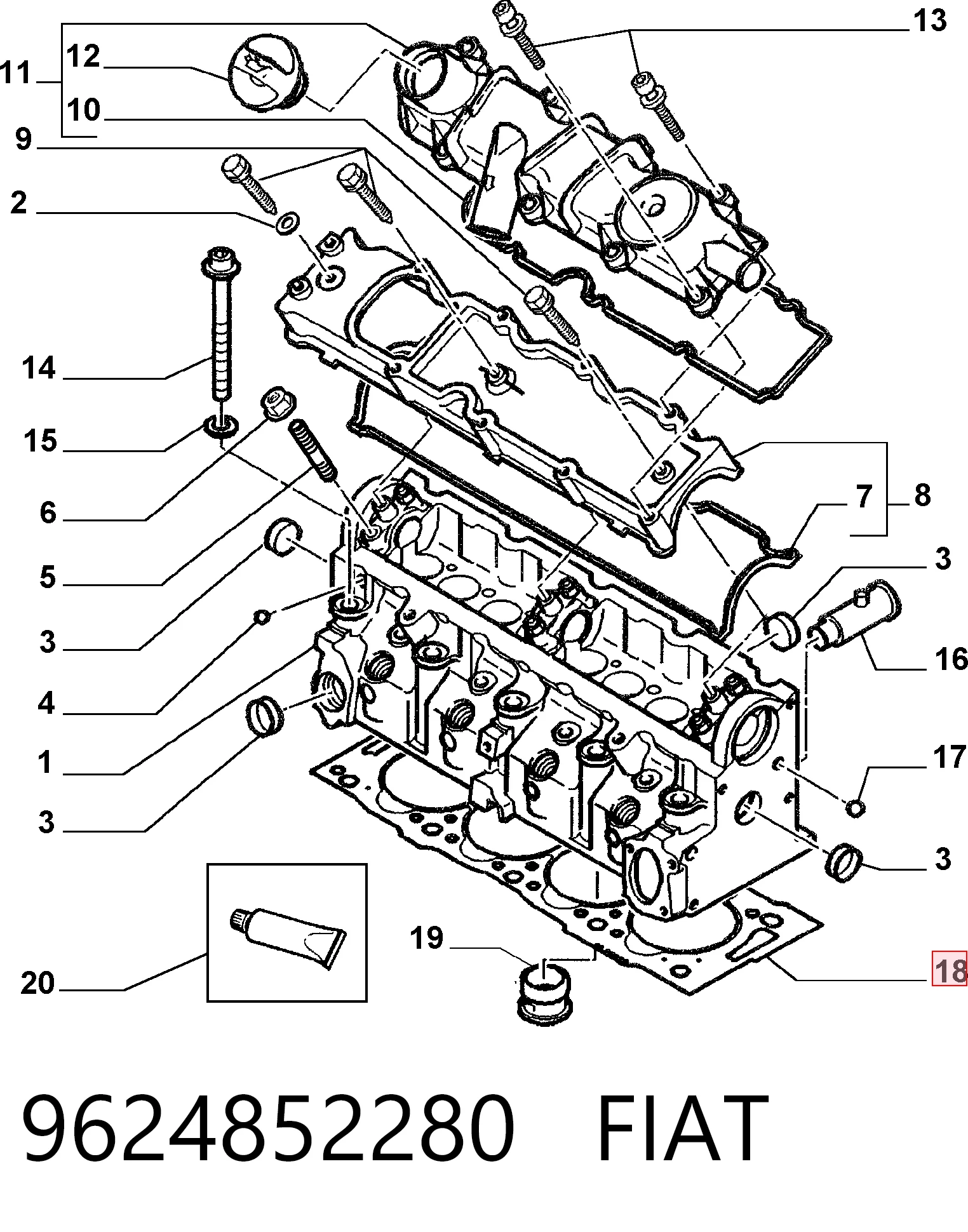 Vedante de cabeça de motor (CBC) Citroen Jumpy I U6U