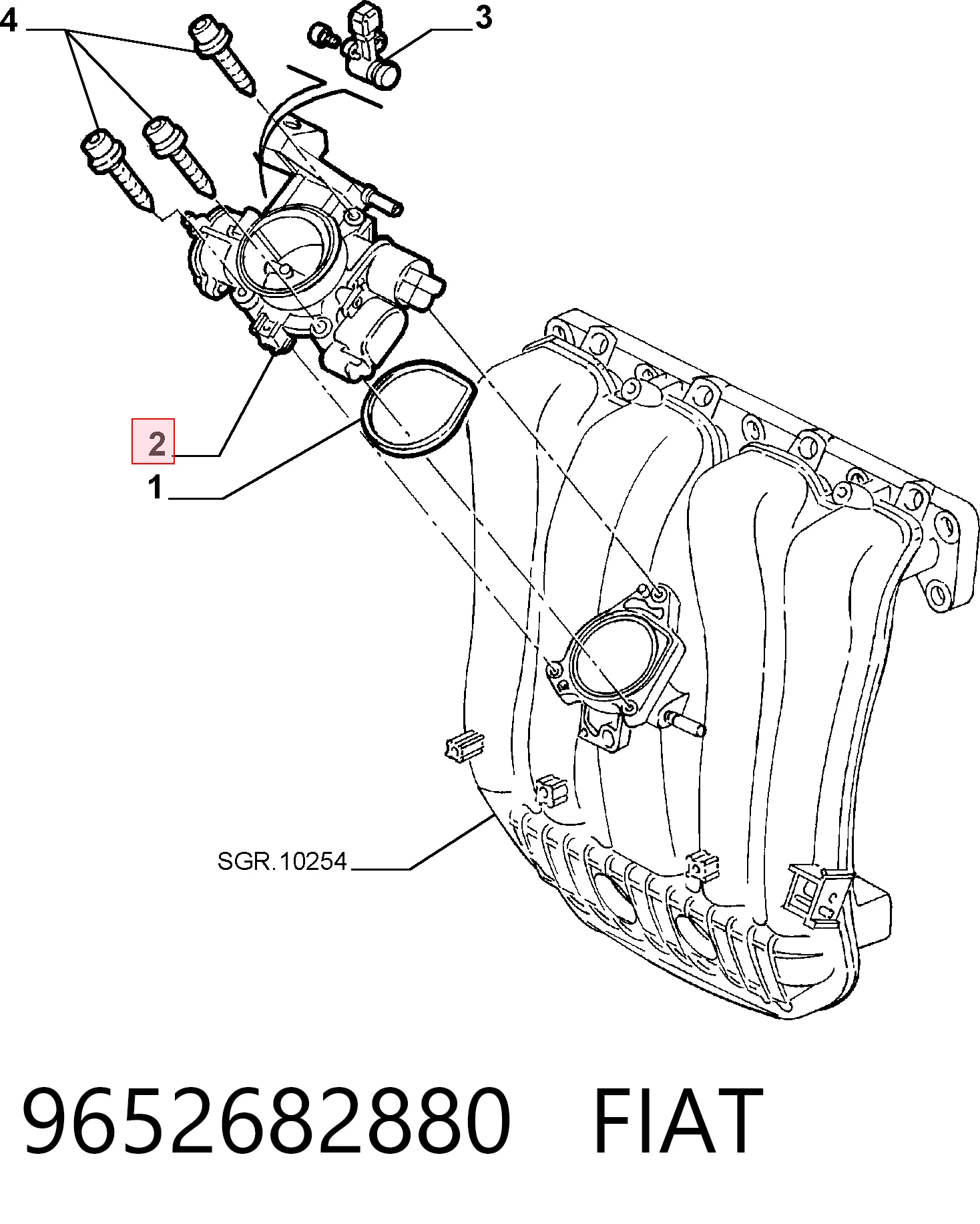 9652682880 Fiat/Alfa/Lancia Válvula de borboleta montada