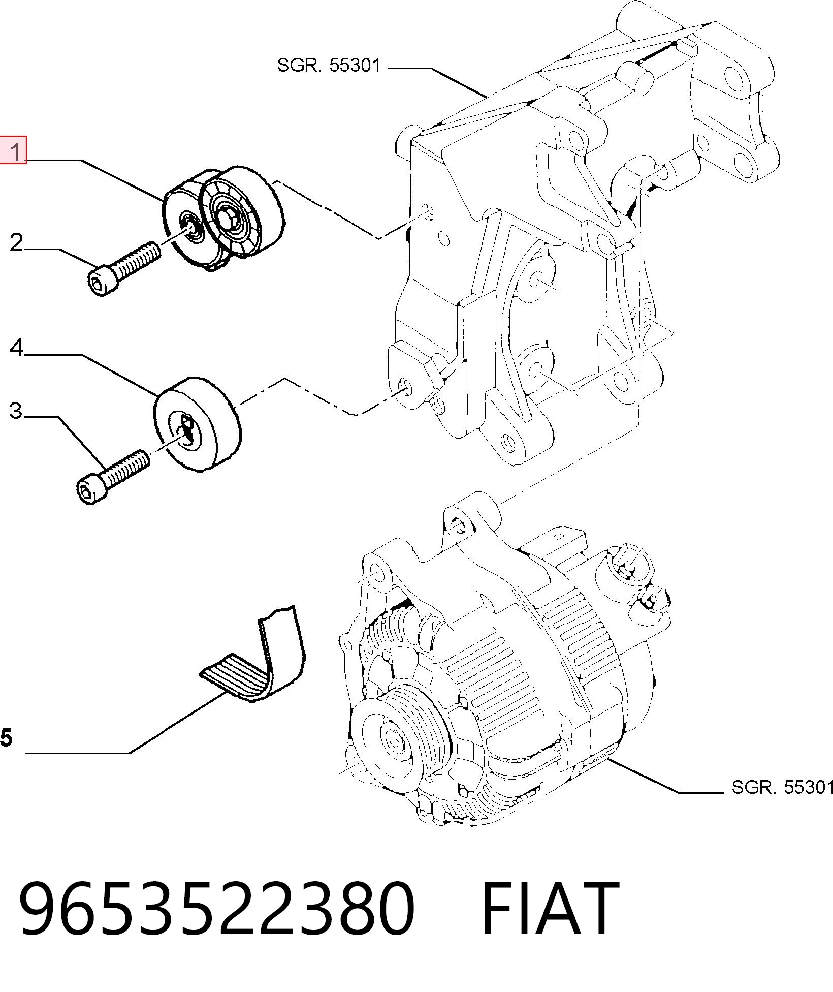 9653522380 Fiat/Alfa/Lancia Reguladora de tensão da correia de transmissão