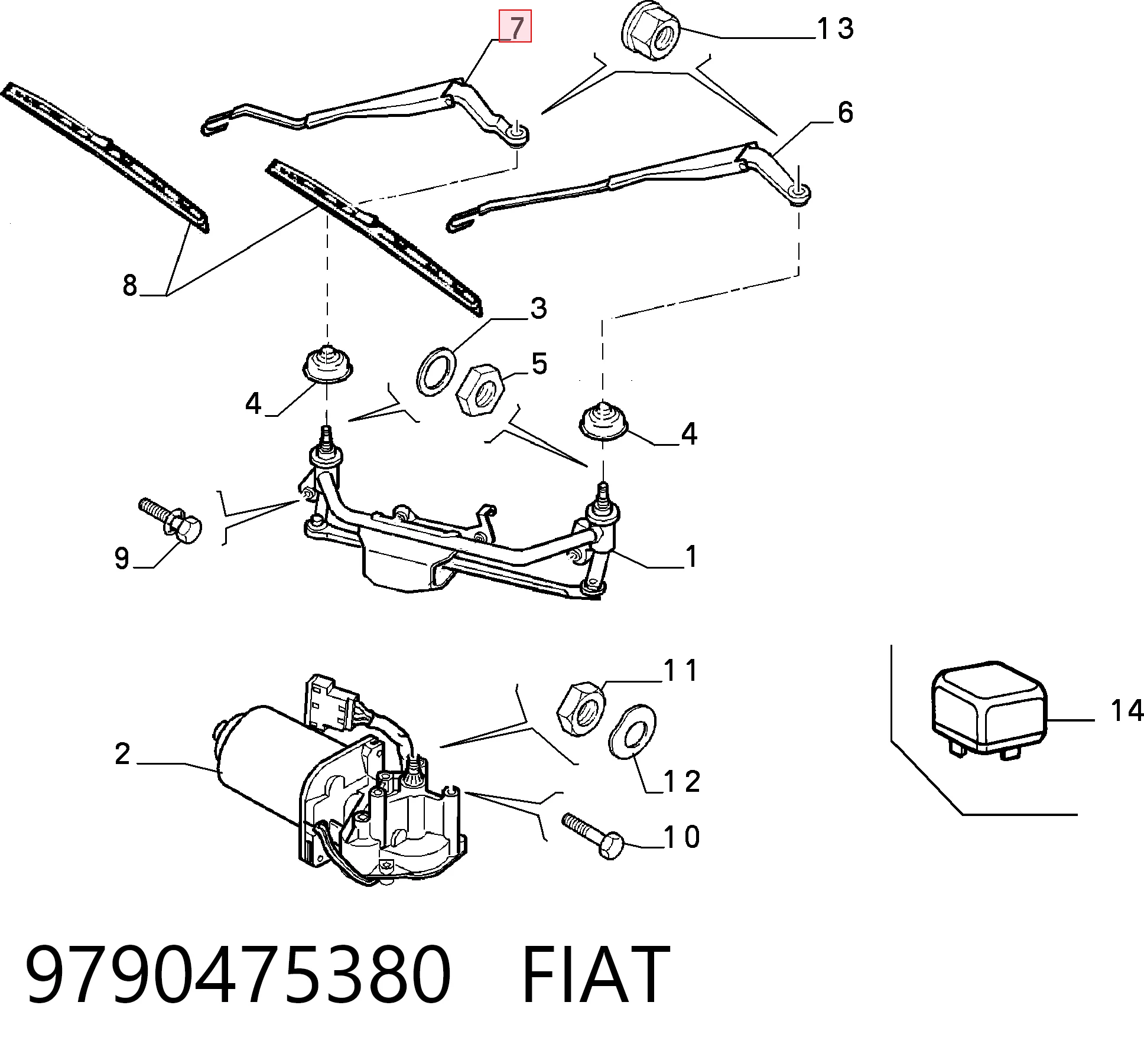 Braço de limpa-pára-brisas do pára-brisas para Fiat Scudo COMBINATO 220P