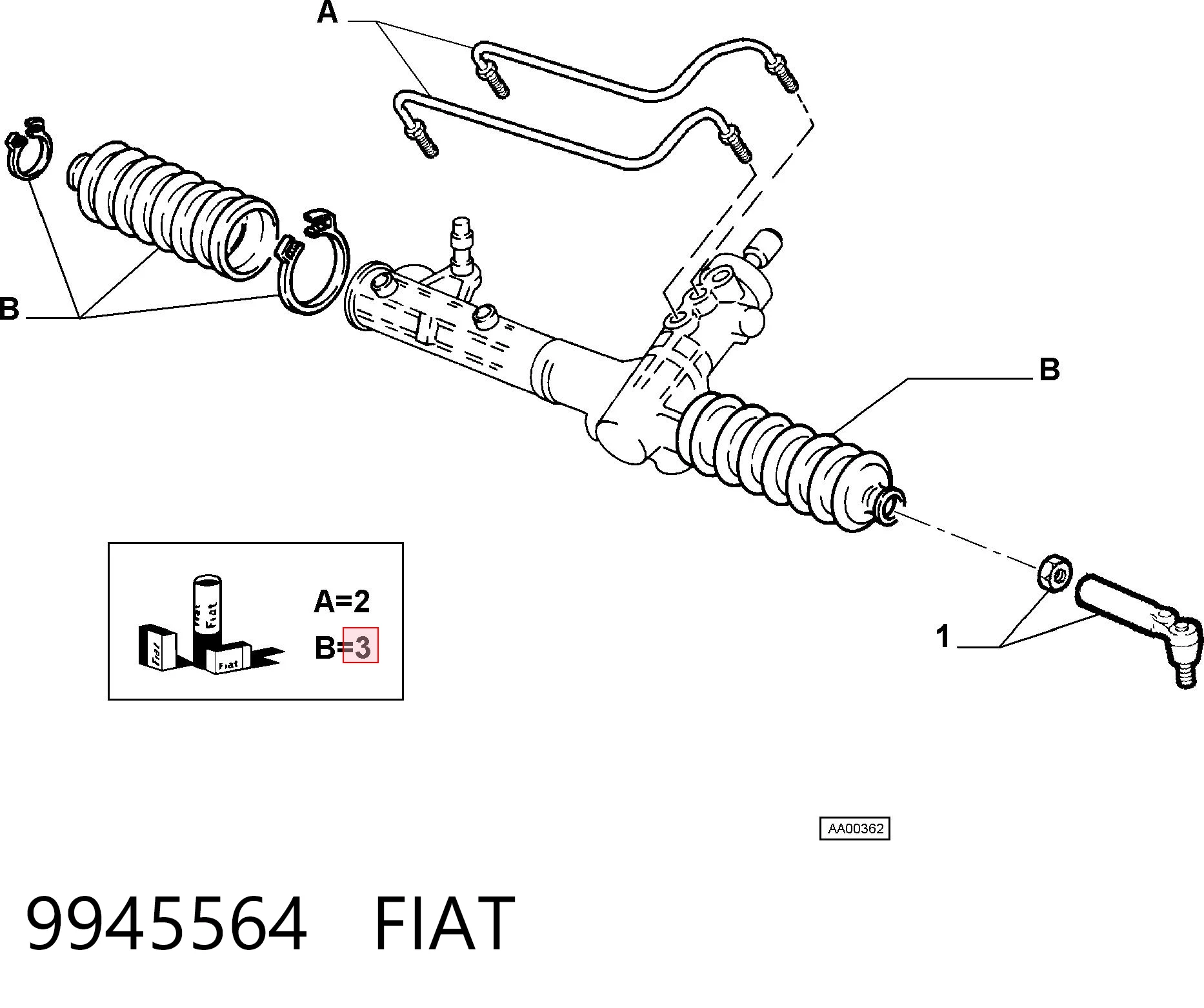 Bota de proteção do mecanismo de direção (de cremalheira) para Fiat Siena 178