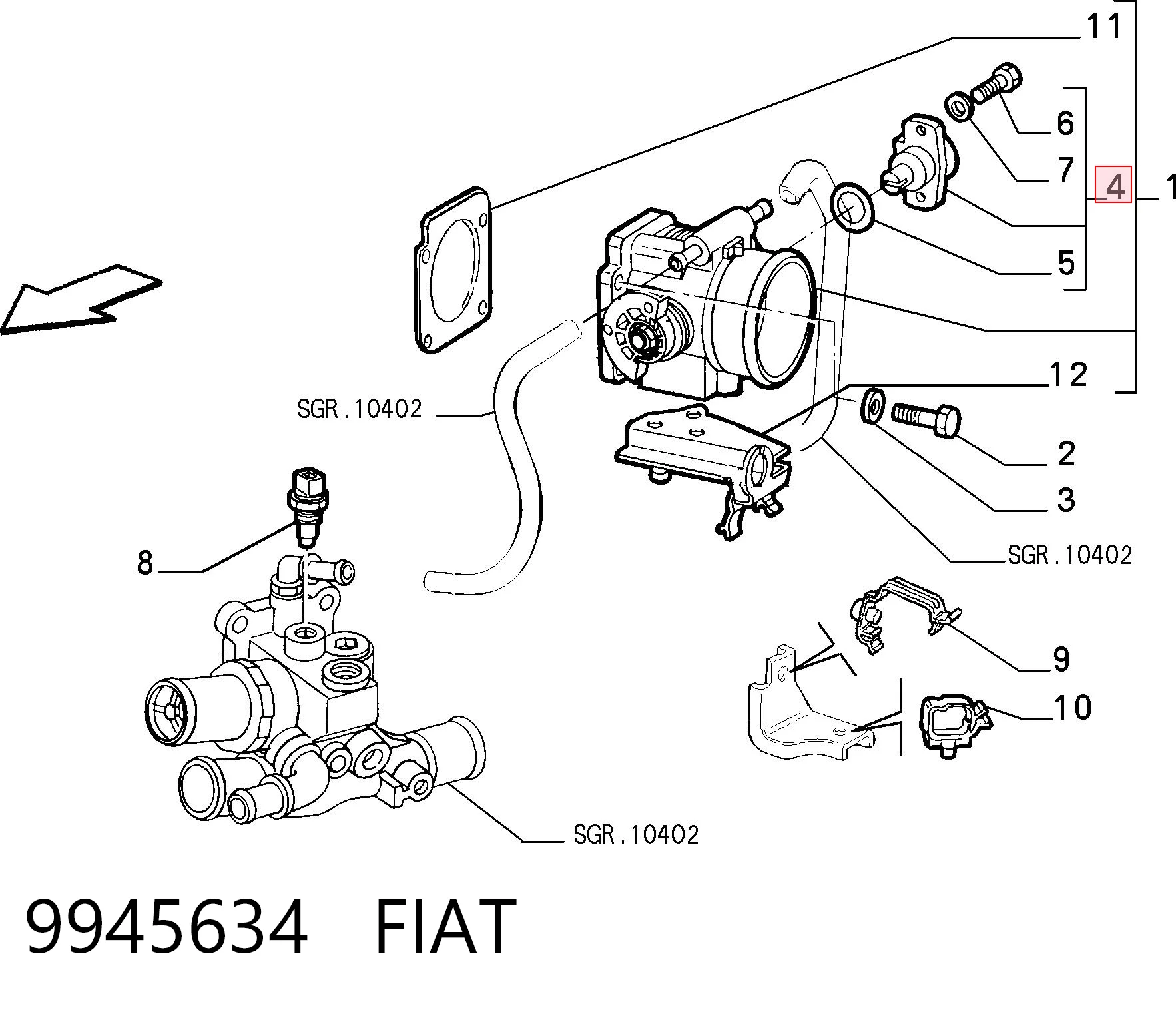 9945634 Fiat/Alfa/Lancia Sensor de posição da válvula de borboleta (potenciômetro)