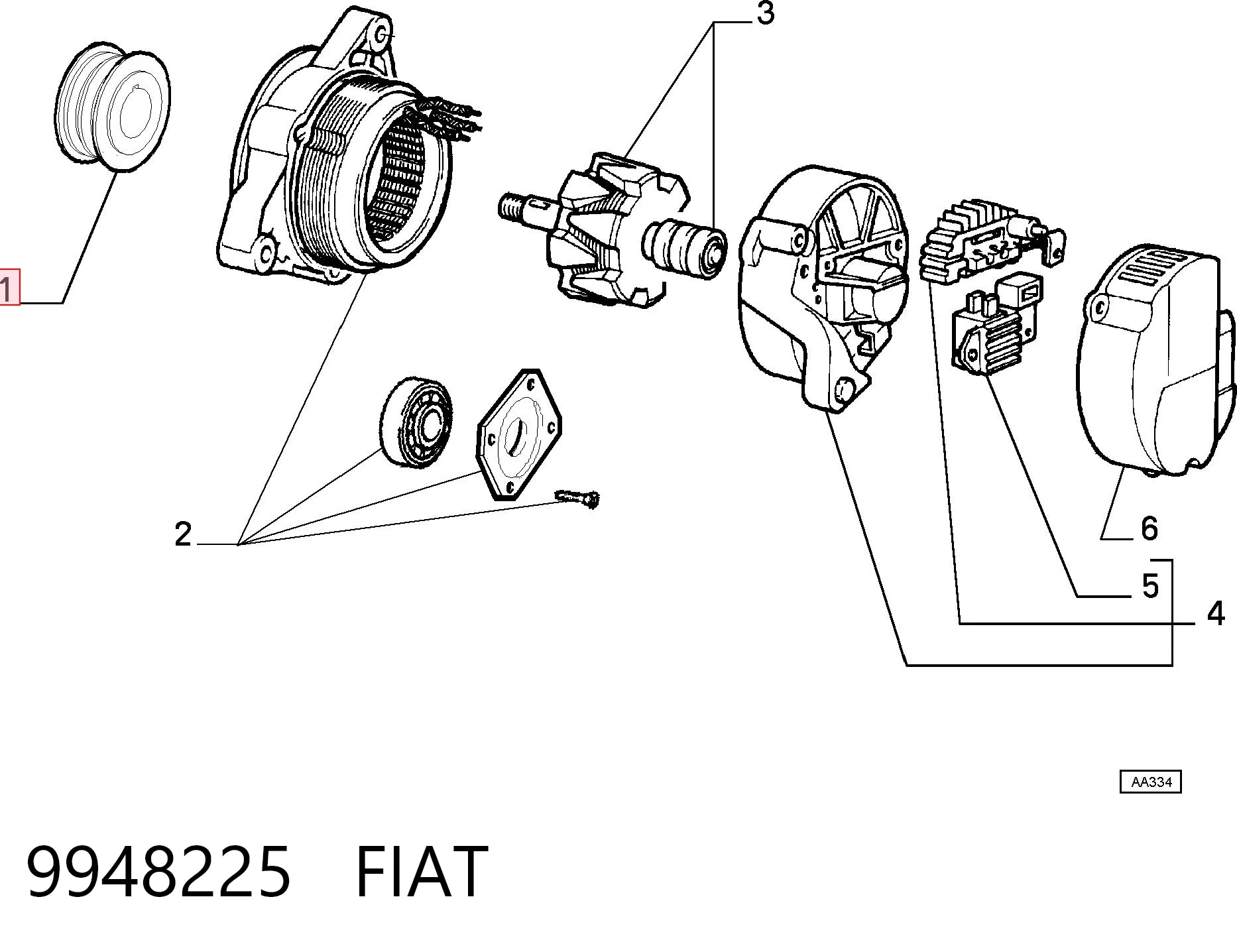 9948225 Fiat/Alfa/Lancia Polia do gerador