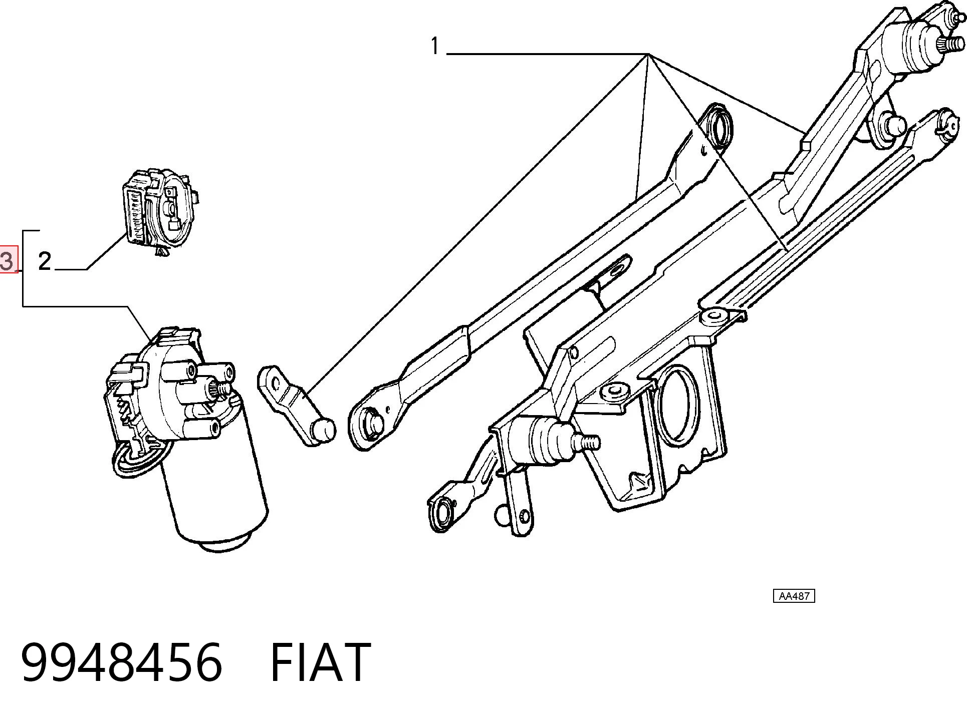  Motor de limpador pára-brisas do pára-brisas Fiat Bravo I hatchback (182) (1995 - 2001) I