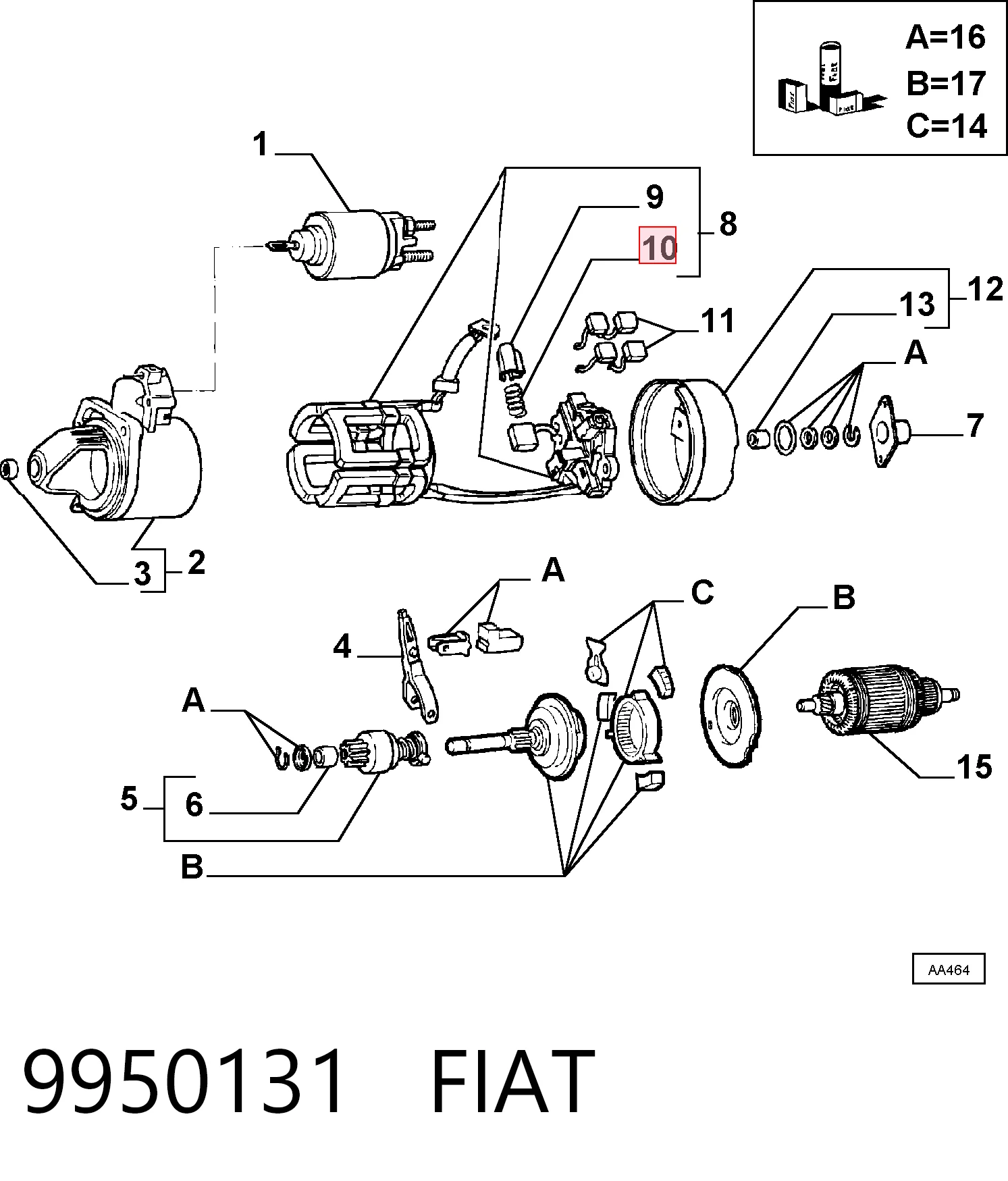 Kit de reparação do motor de arranco para Alfa Romeo 147  937