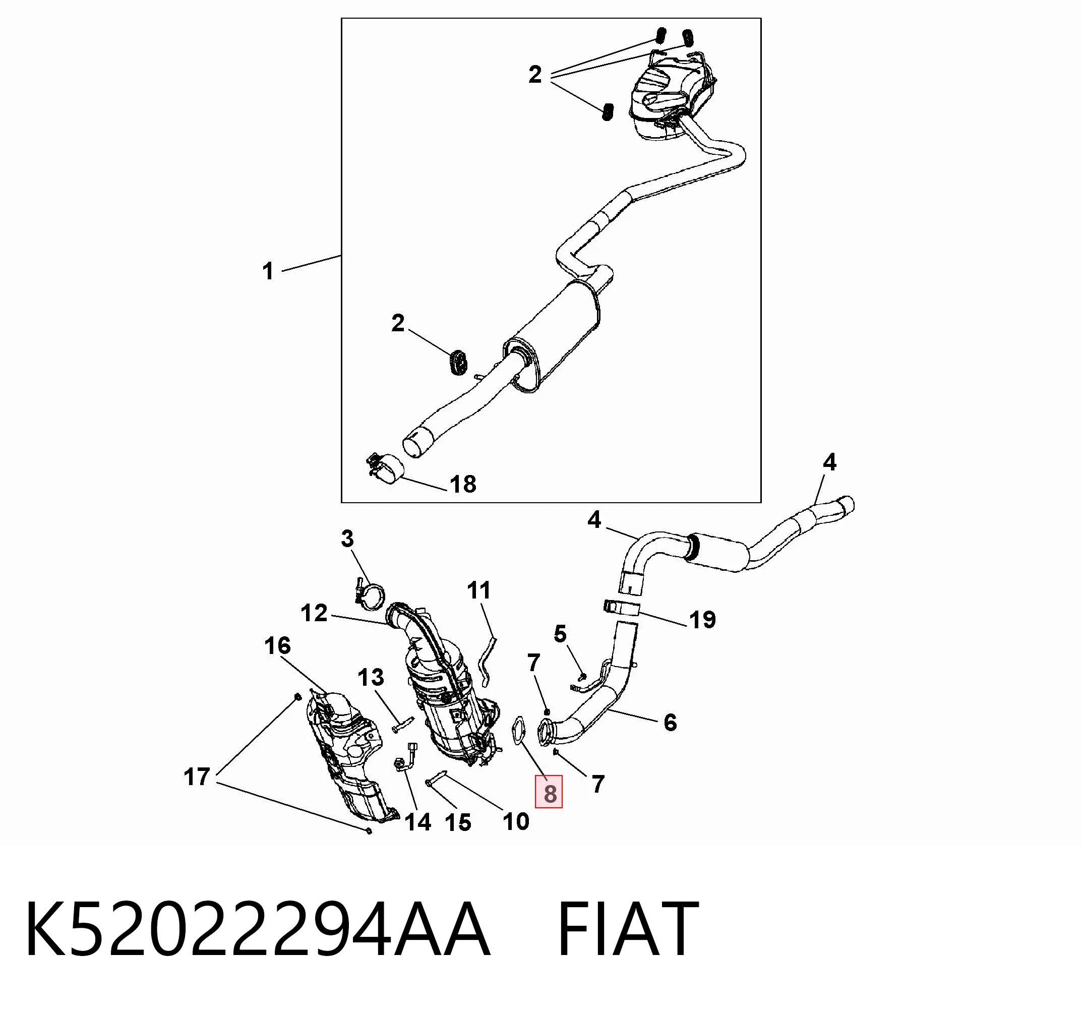 Vedante de tubo de admissão do silenciador para Fiat Doblo II 263