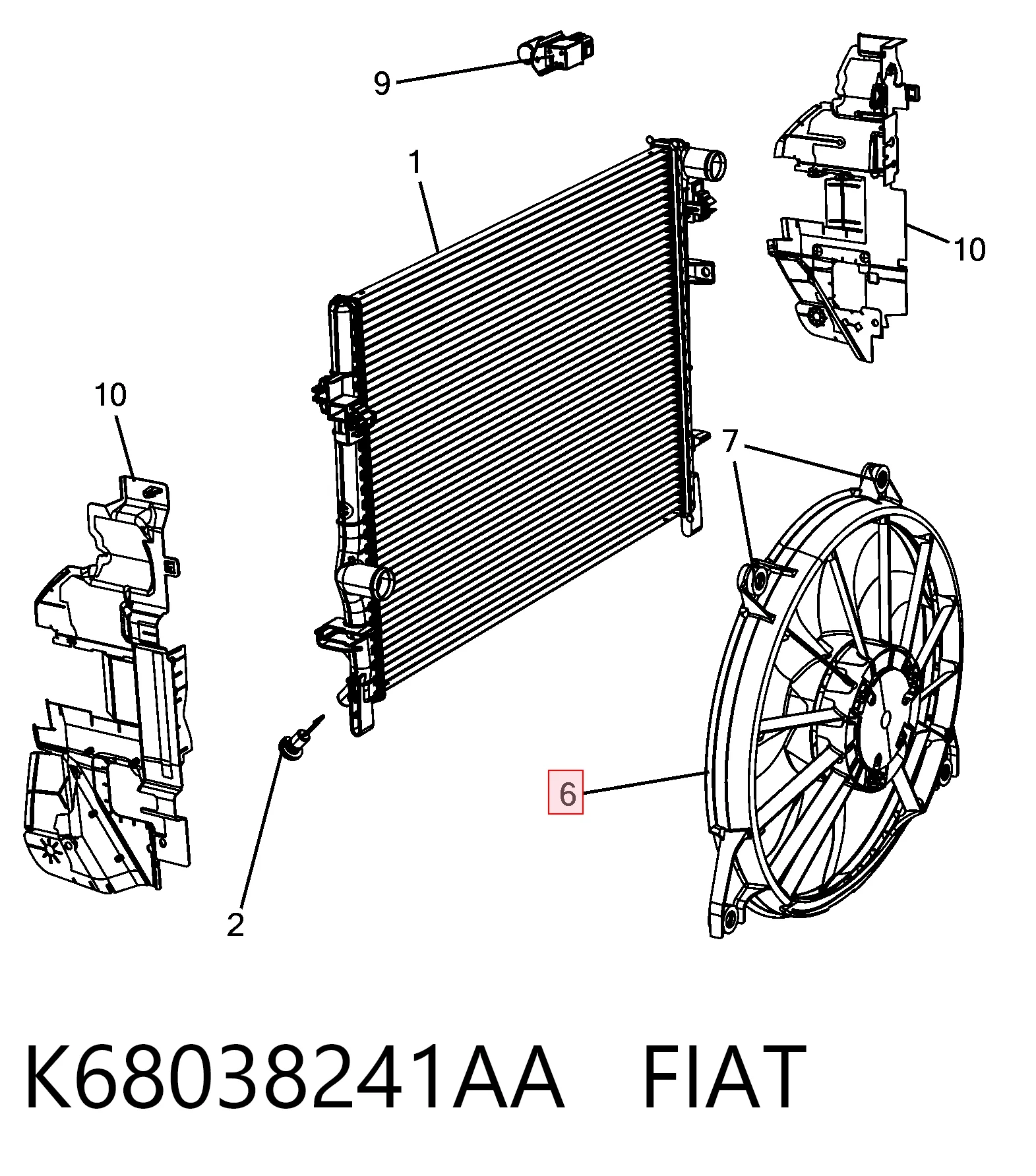  Ventilador elétrico de esfriamento montado (motor + roda de aletas) Dodge Journey SUV (2008 - 2020) 
