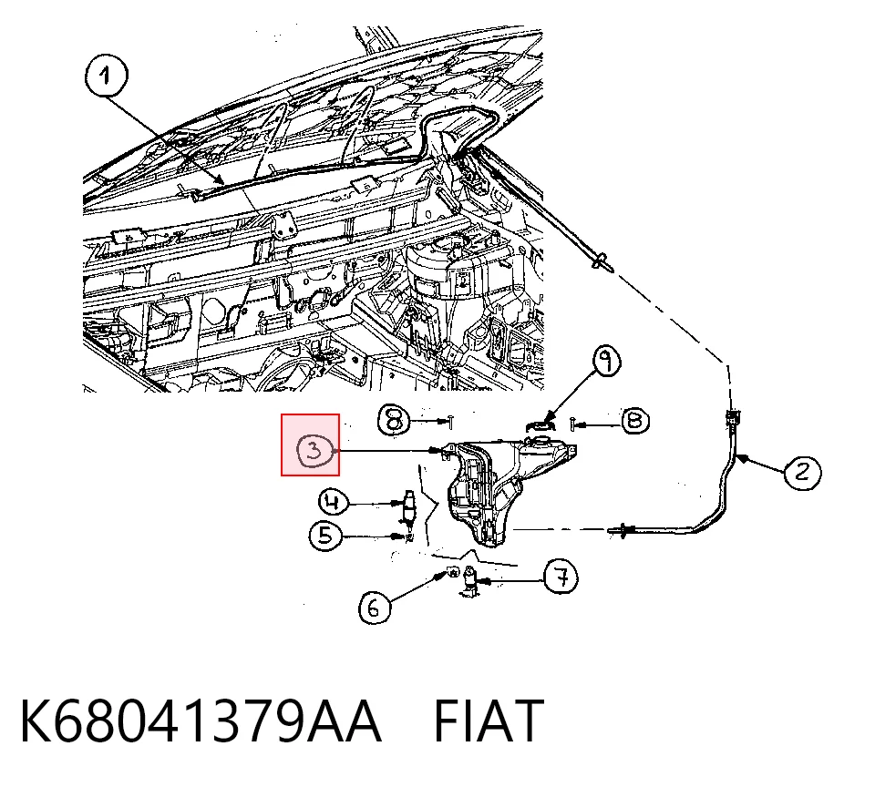 Tanque de fluido para lavador de vidro para Dodge Journey  