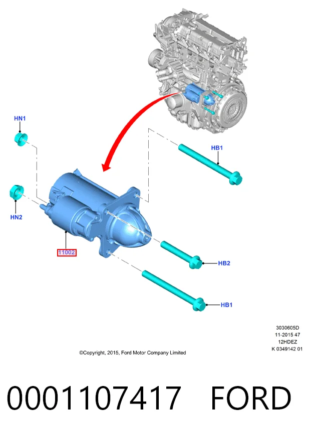 0001107417 Ford Motor de arranco