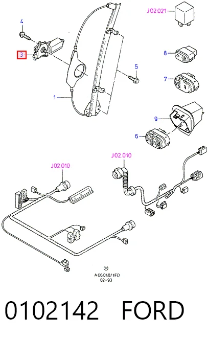  Mecanismo de acionamento de vidro da porta dianteira direita Ford Mondeo II sedan (BFP) (1996 - 2000) II