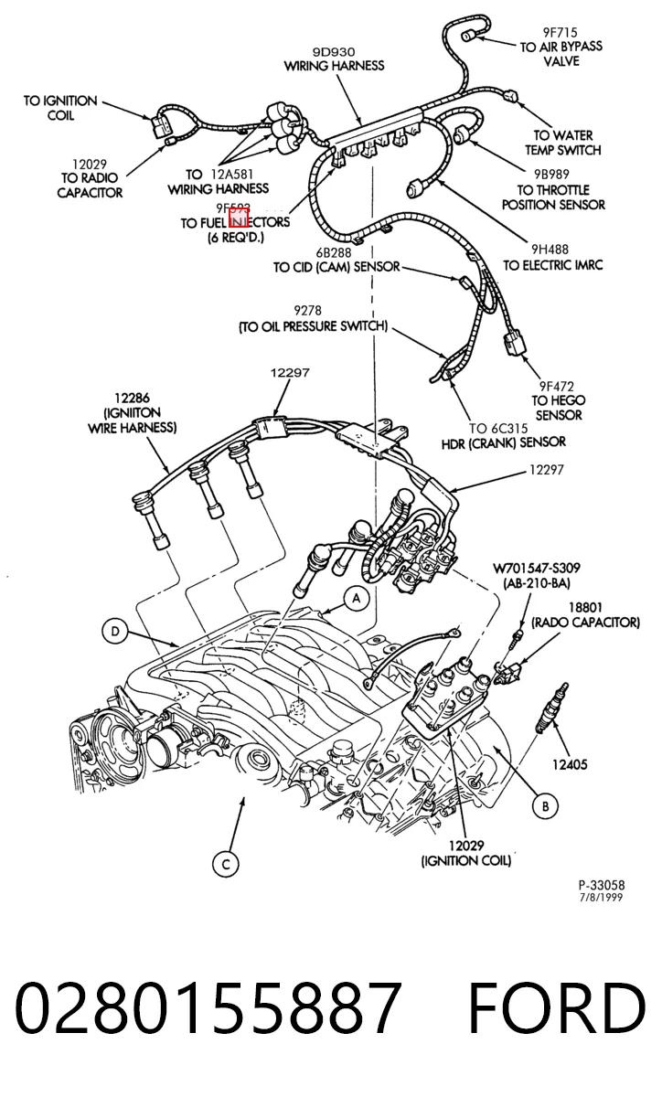 0280155887 Ford Injetor de injeção de combustível