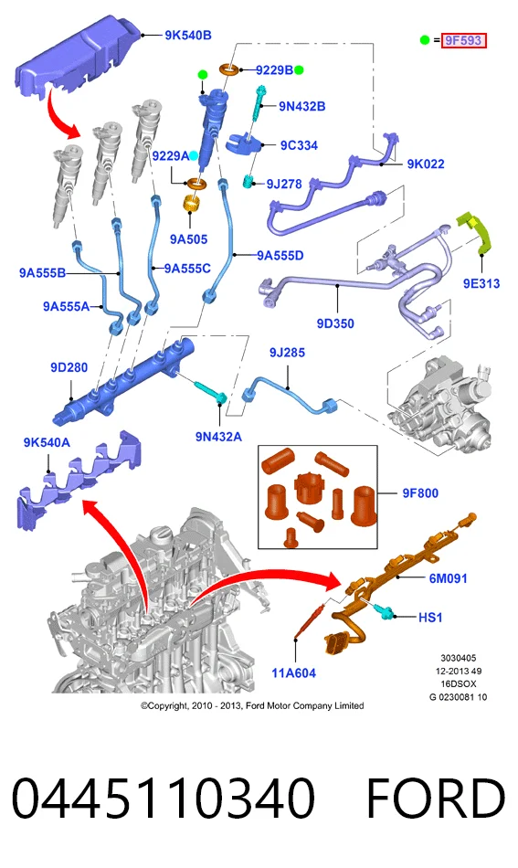 Injetor de injeção de combustível Ford Fiesta Mk6 CB1