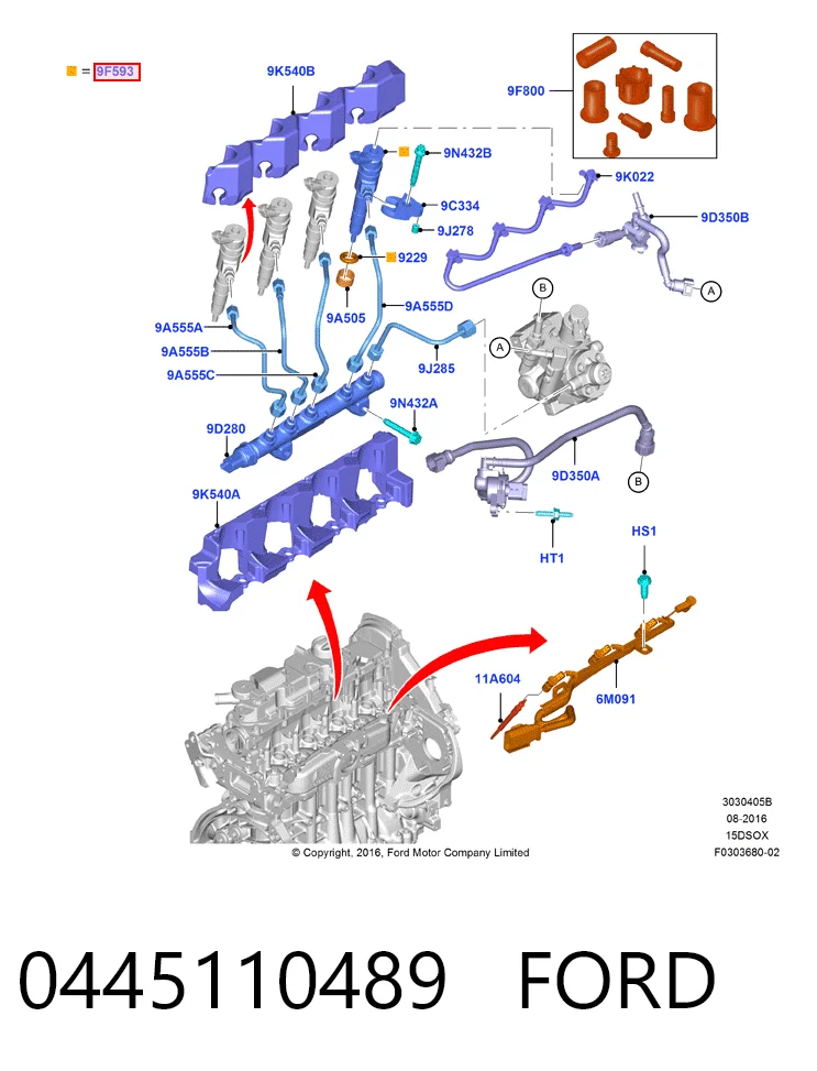 Injetor de injeção de combustível Ford Focus III CB8