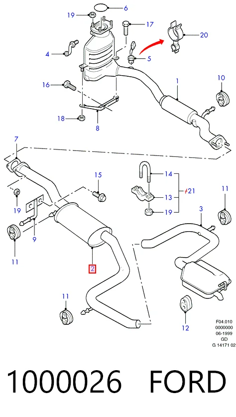 1000026 Ford Silenciador, parte central