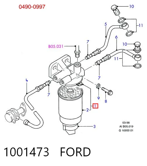 1001473 Ford Filtro de combustível