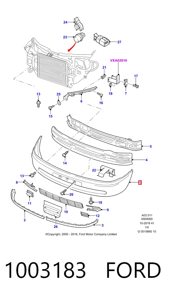 Pára-choque dianteiro Ford Galaxy I VX monovolume (WGR) (1994 - 2000) I VX