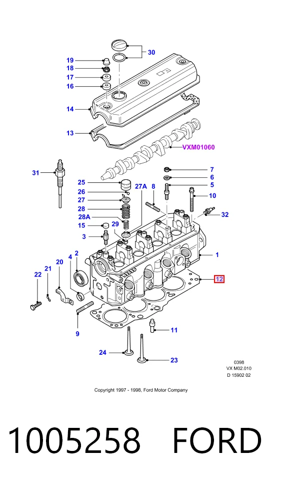 Vedante de cabeça de motor (CBC) Ford Galaxy I VX WGR