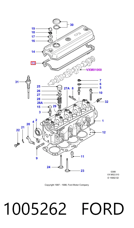 Vedante da tampa de válvulas de motor, kit X5327001 Glaser